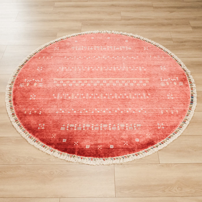 Zara Serisi Otantik Desenli Daire Tezgah Dokuma Halı, kırmızı, 160x160 – 200x200 cm — Halıcızade
