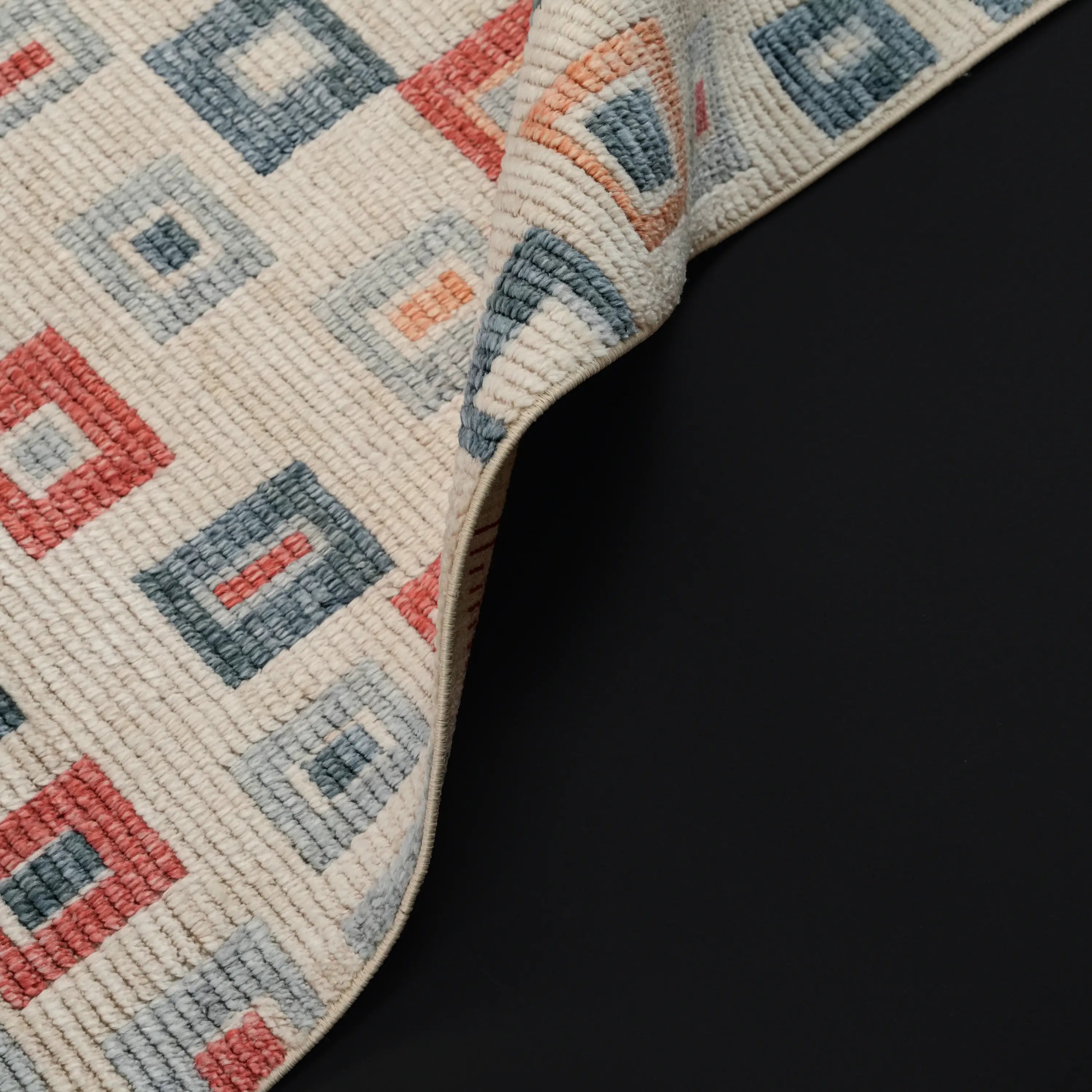 Zara Series Geometric Patterned Colorful Tencel Loom Woven Rug