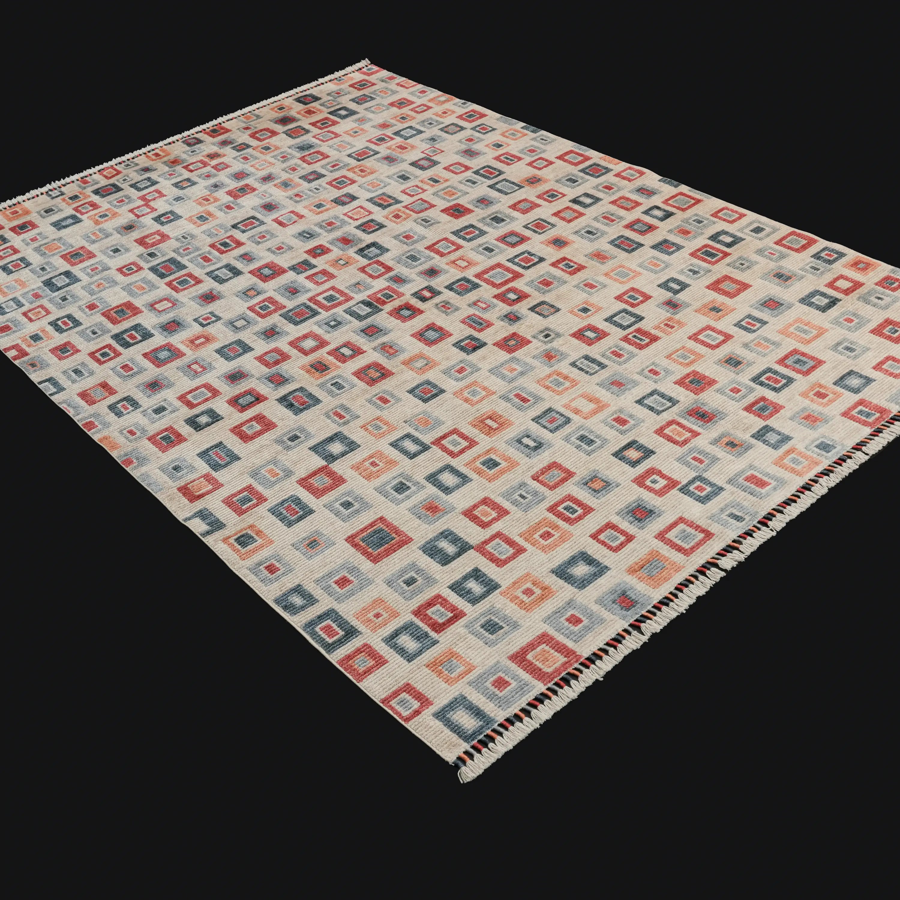 Zara Series Geometric Patterned Colorful Tencel Loom Woven Rug