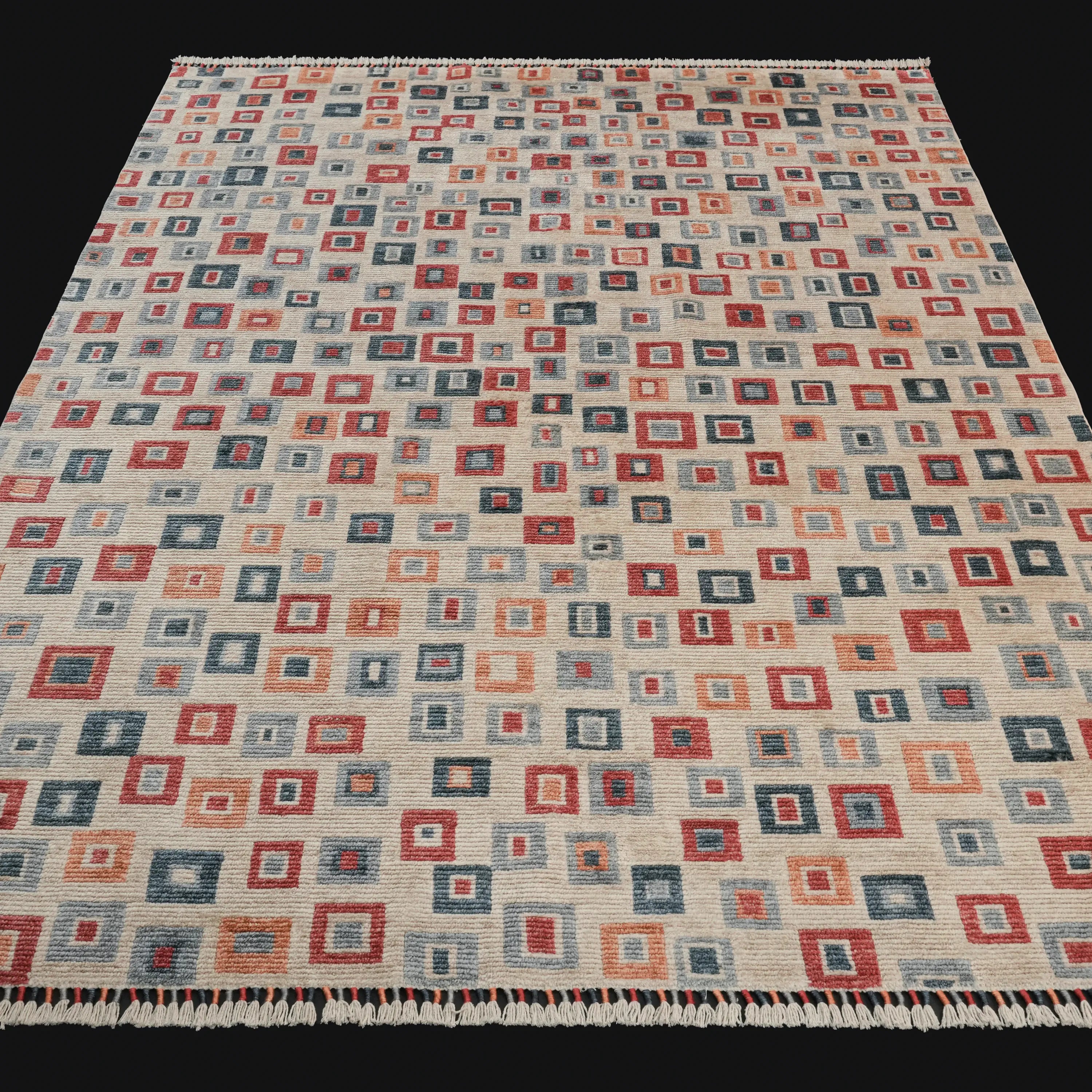 Zara Series Geometric Patterned Colorful Tencel Loom Woven Rug