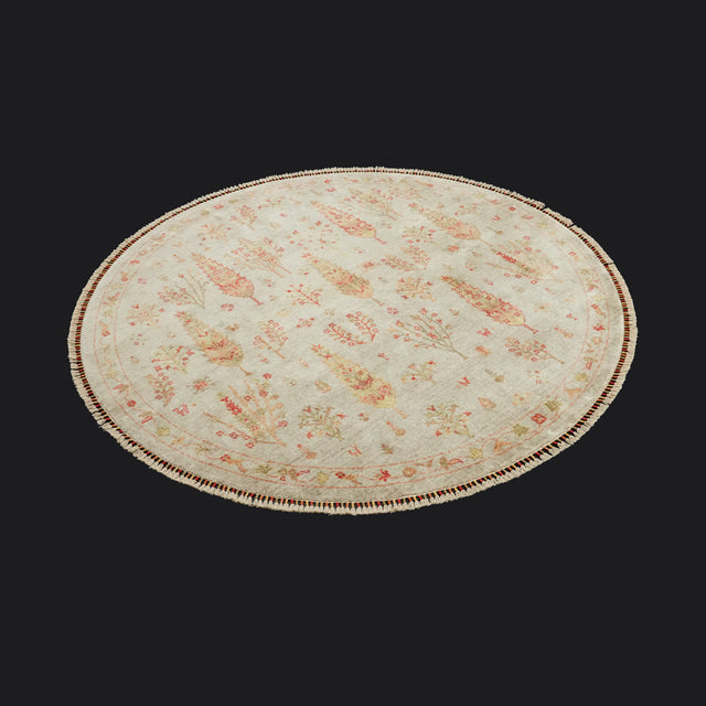 Zara Serisi Otantik Desenli Krem Tezgah Dokuma Halı, 120x120 – 200x200 cm — Halıcızade