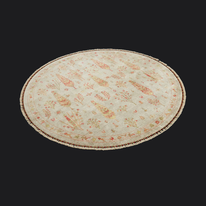 Zara Serisi Otantik Desenli Krem Tezgah Dokuma Halı, 120x120 – 200x200 cm — Halıcızade