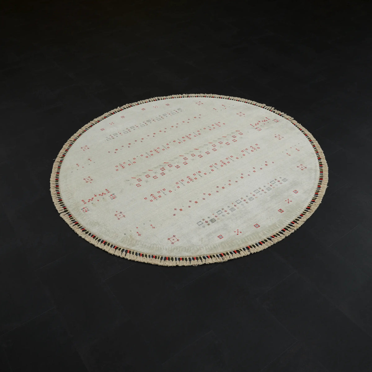 Zara Serisi Otantik Desenli Yuvarlak Tezgah Dokuma Halısı — 160x160, 200x200 cm