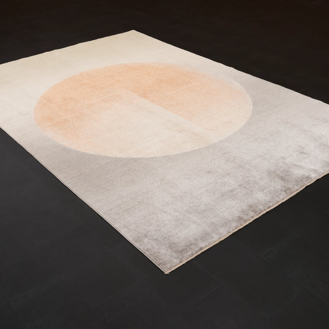 Zima Serisi Geometrik Desenli Doğal Tencel Gri Tezgah Dokuma Halı, 200x300 cm — Halıcızade