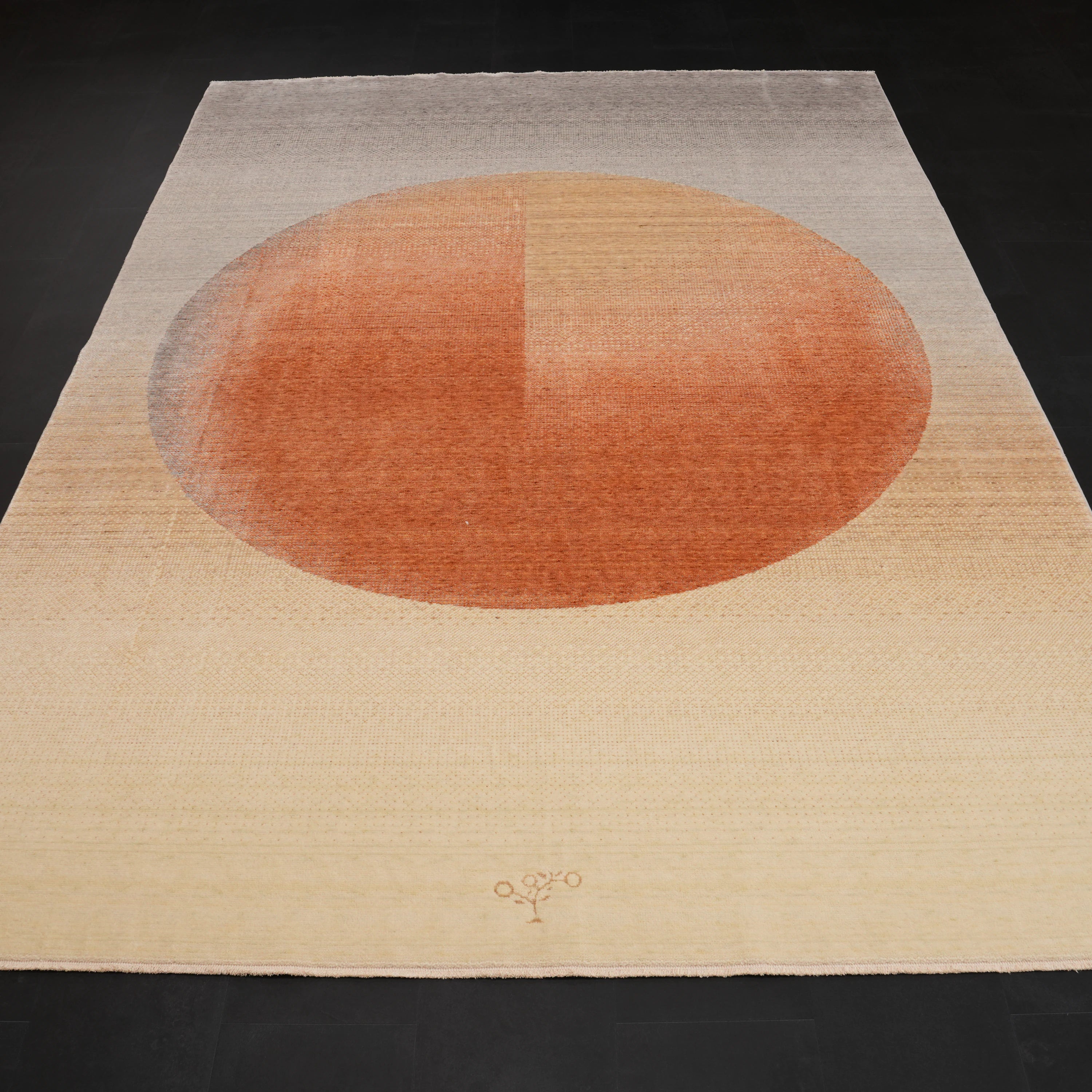 Zima Series Geometric Patterned Natural Tencel Gray Loom Woven Rug