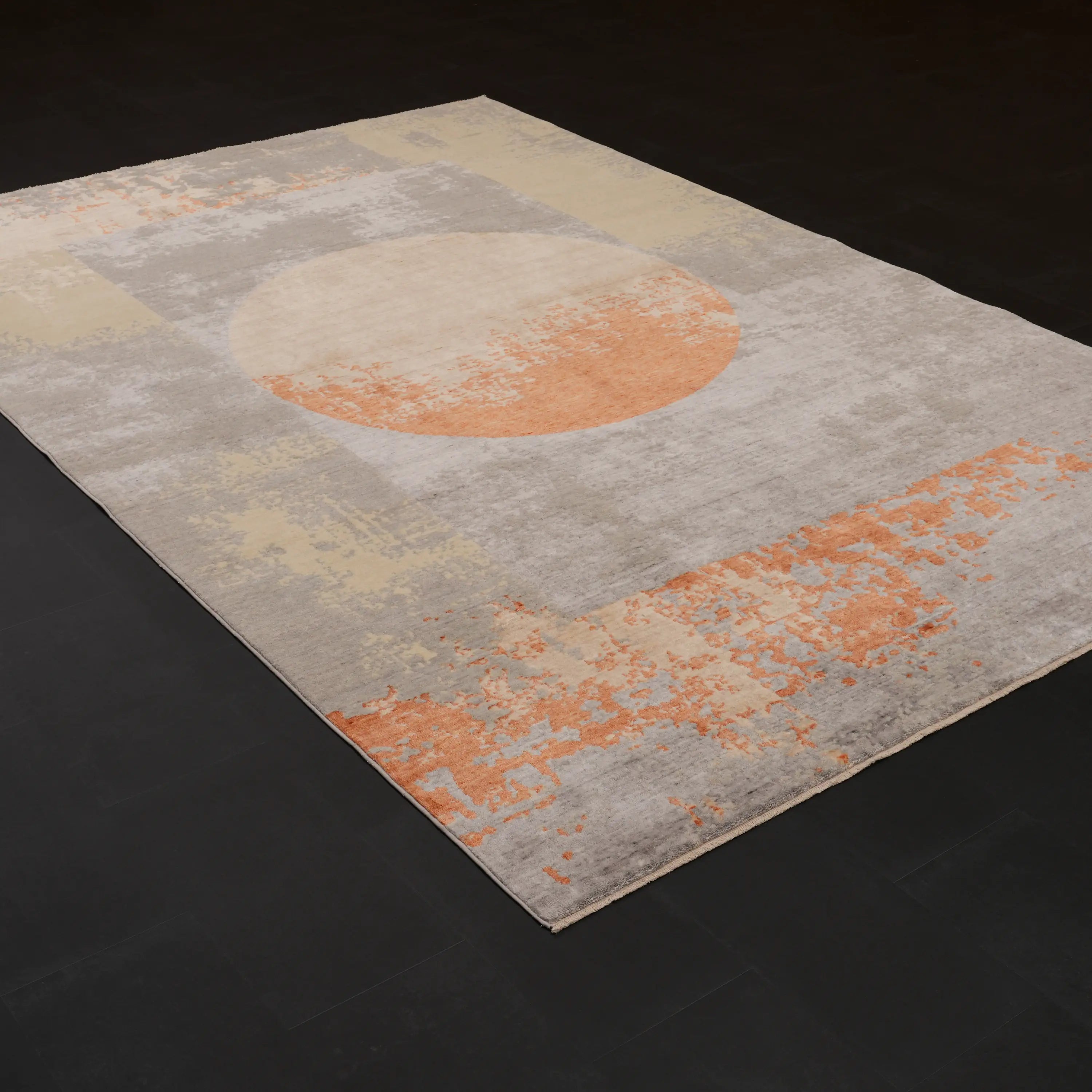 Zima Series Geometric Patterned Gray Loom-Woven Natural Rug