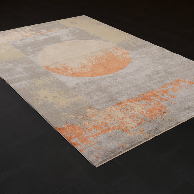 Zima Serisi Geometrik Desenli Gri Tezgah Dokuma Doğal Halı, 200x300 cm — Halıcızade