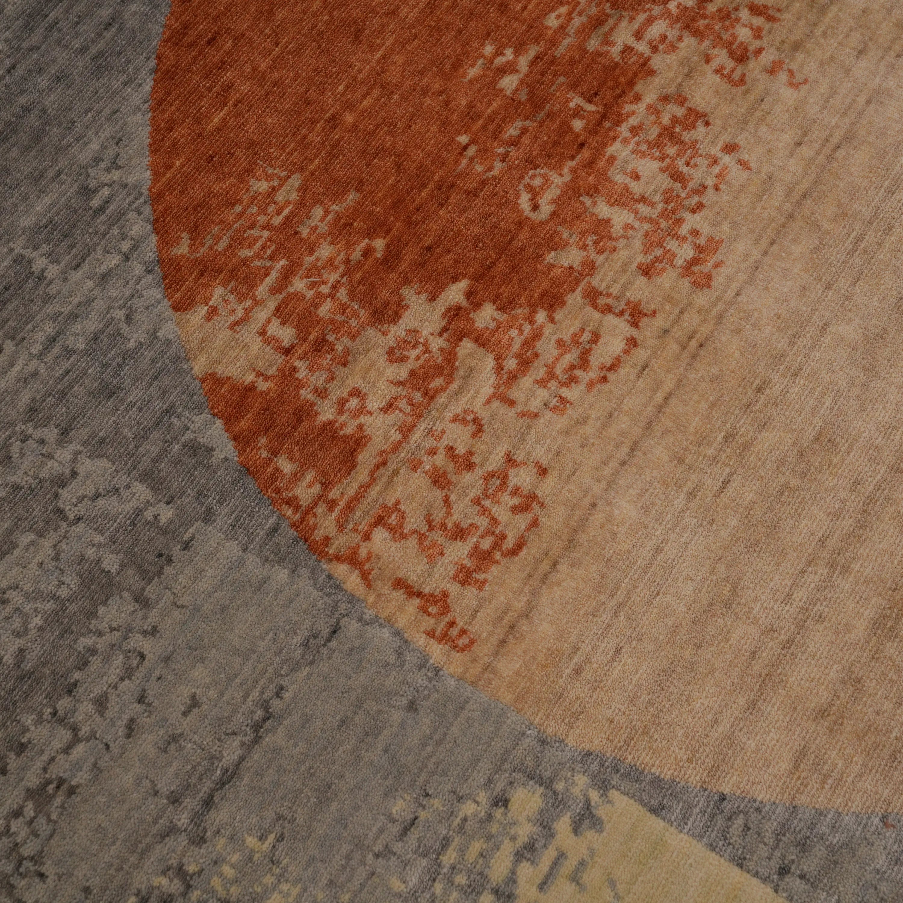 Zima Serisi Geometrik Desenli Gri Tezgah Dokuma Doğal Halı