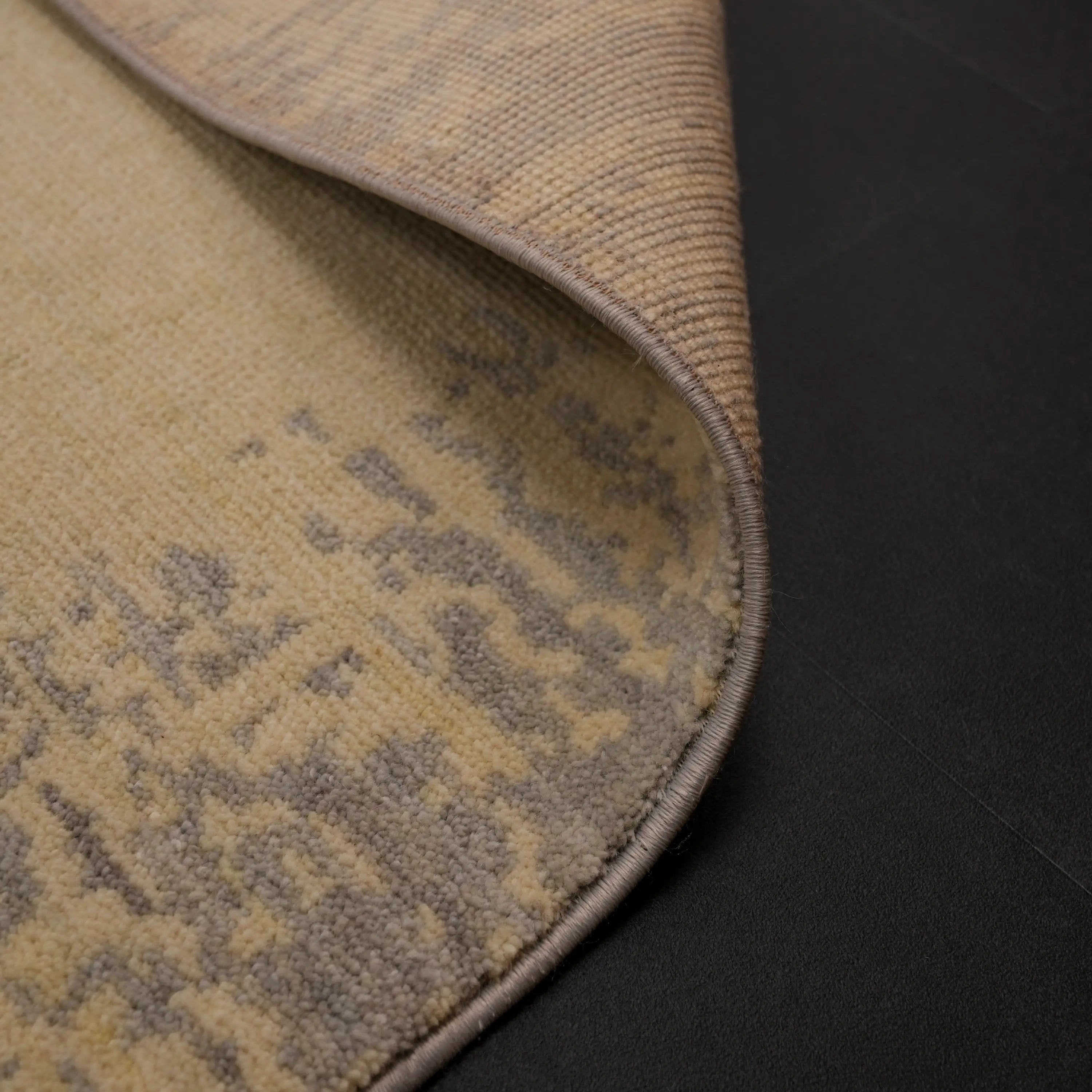 Zima Serisi Geometrik Desenli Gri Tezgah Dokuma Doğal Halı