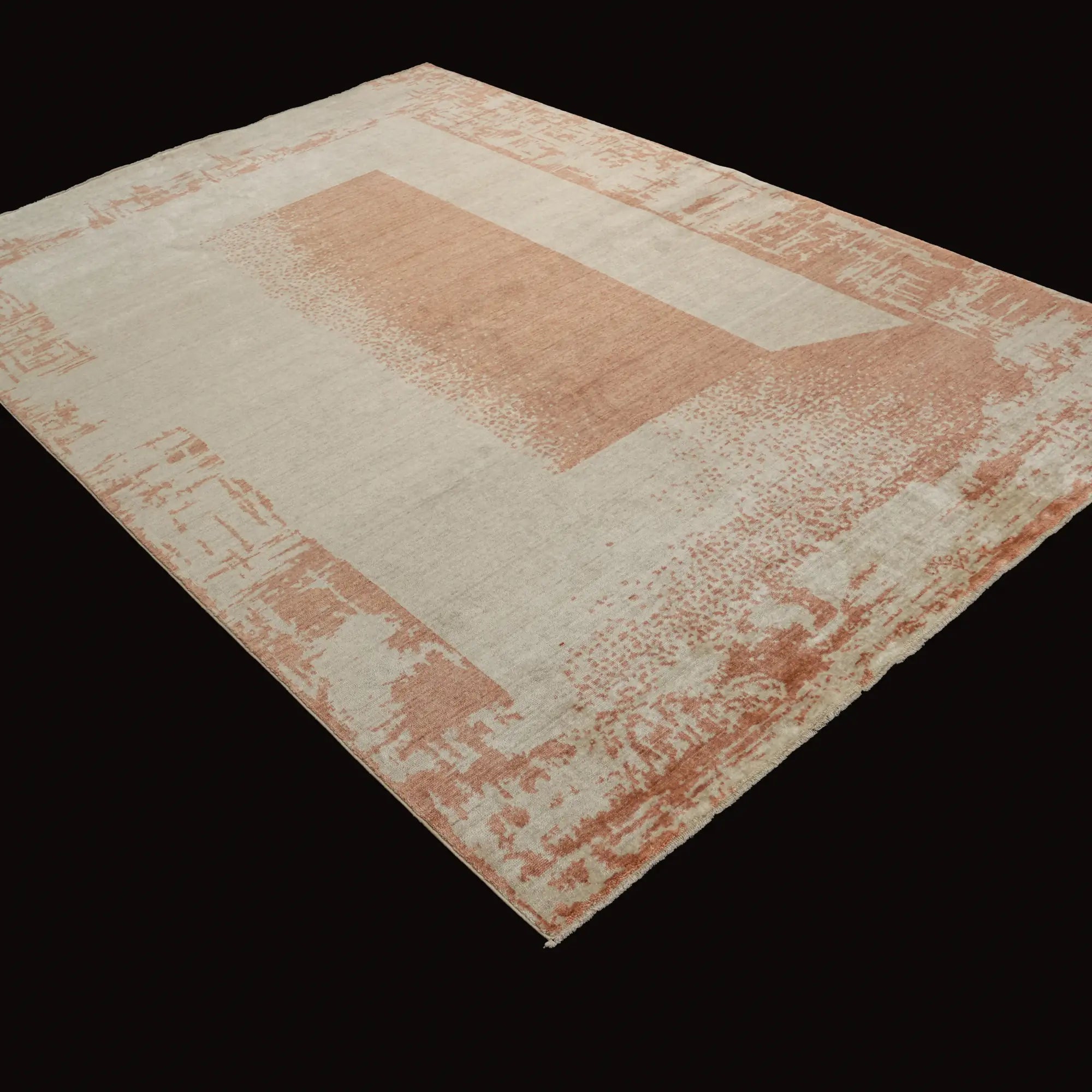 Zima Series Abstract Patterned Beige Tencel Loom Woven Rug