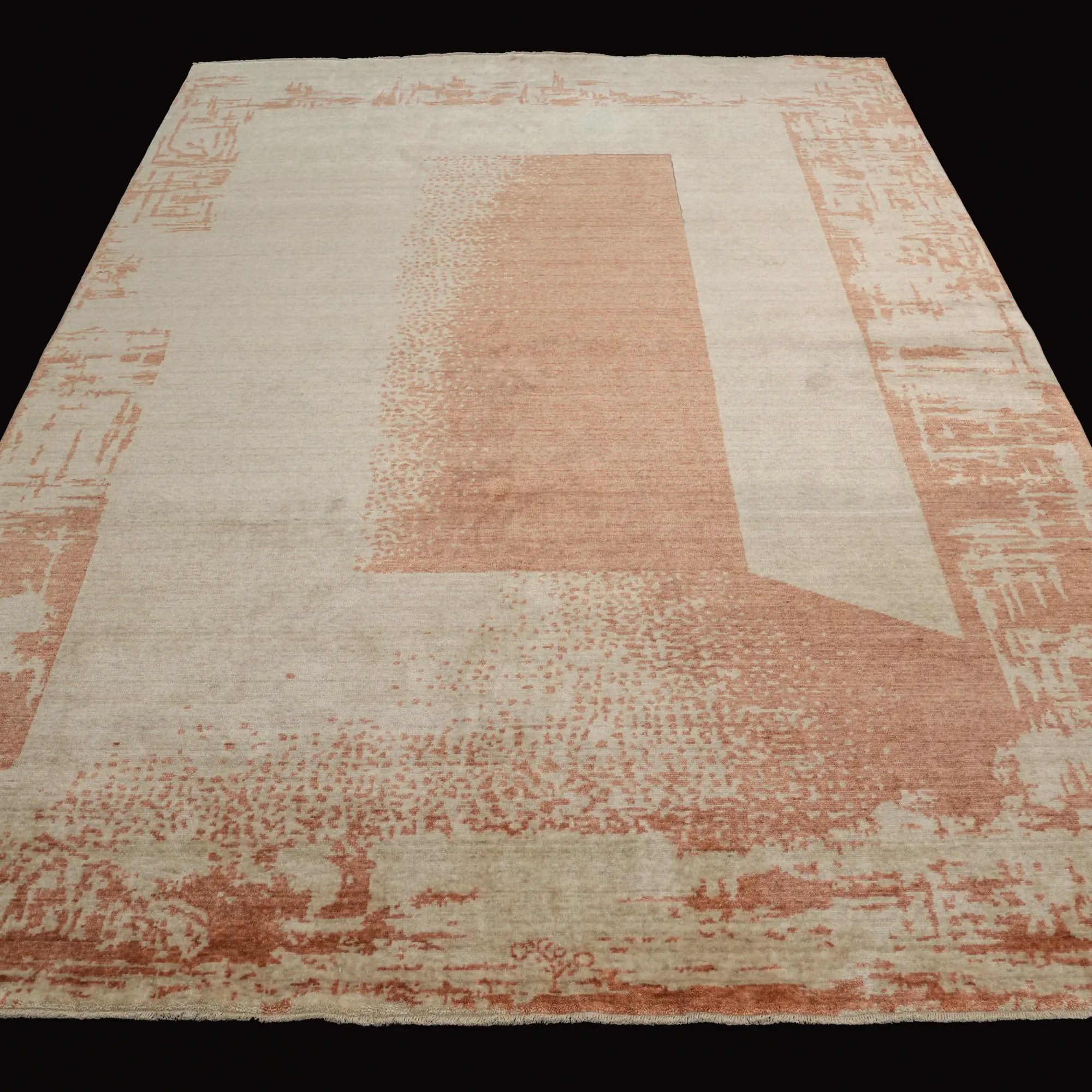 Zima Series Abstract Patterned Beige Tencel Loom Woven Rug