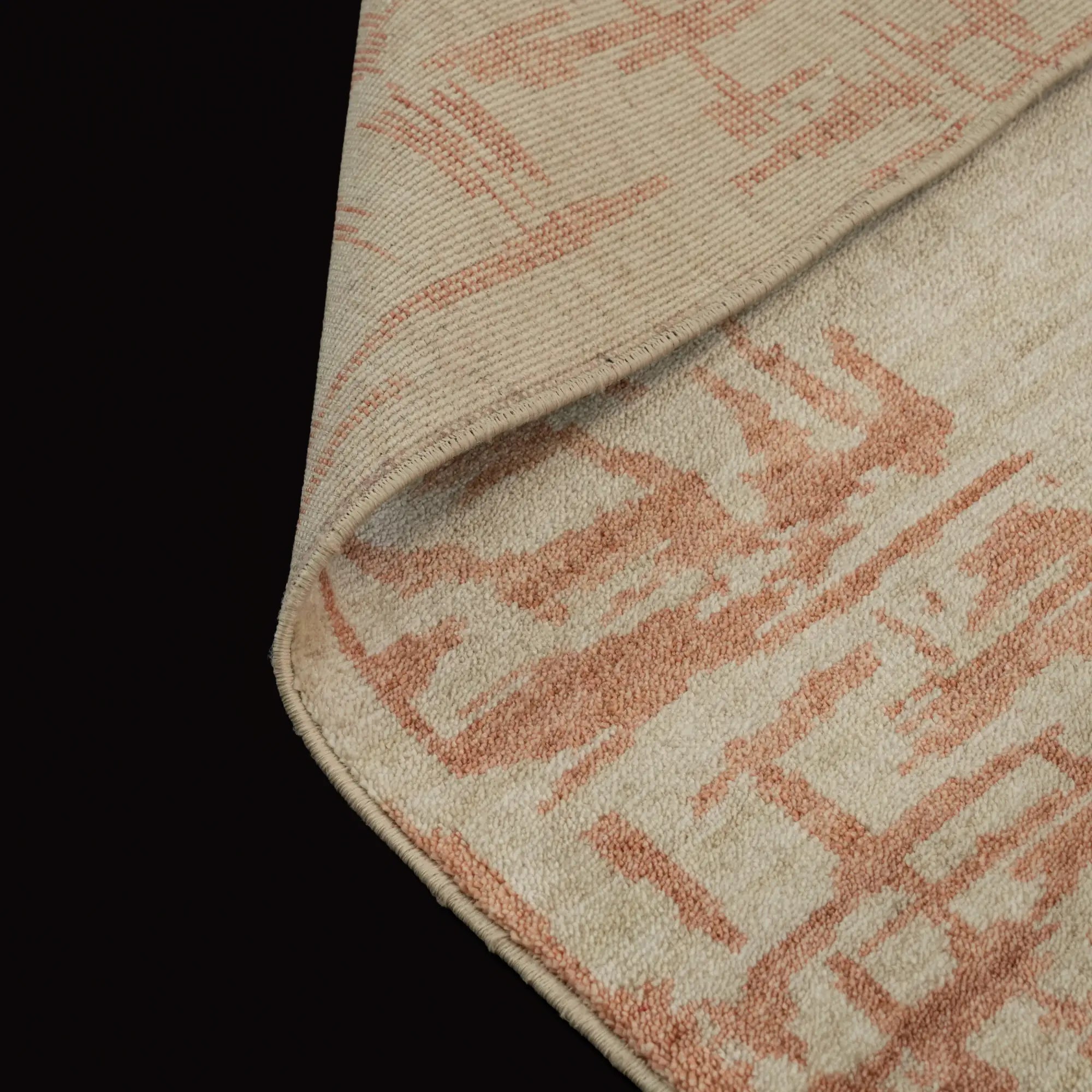 Zima Series Abstract Patterned Beige Tencel Loom Woven Rug