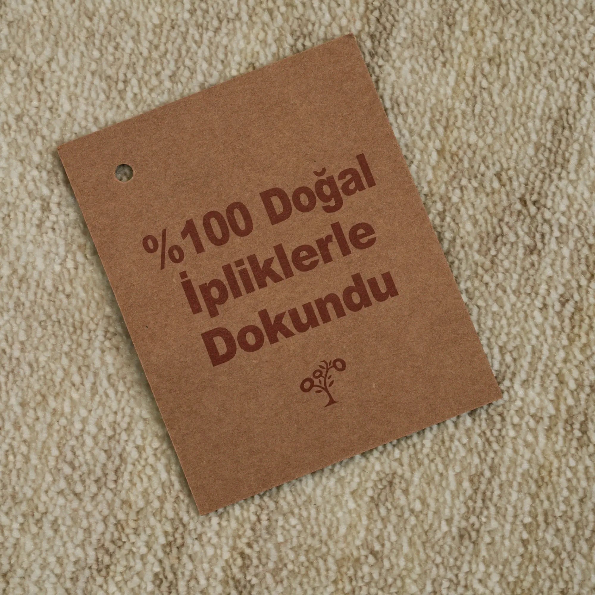 Zima Series Abstract Patterned Beige Tencel Loom Woven Rug