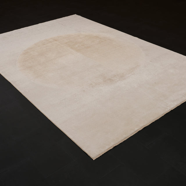 Zima Serisi Soyut Desenli Bej Tezgah Dokuma Doğal Halı, 200x300 cm — Halıcızade