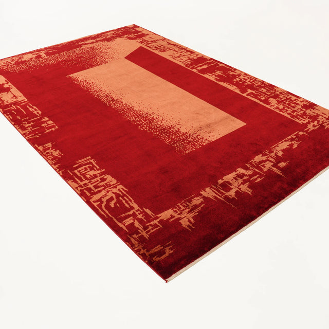 Zima Serisi Soyut Desenli Doğal Kırmızı Tezgah Dokuma Halı, 200x300 cm — Halıcızade