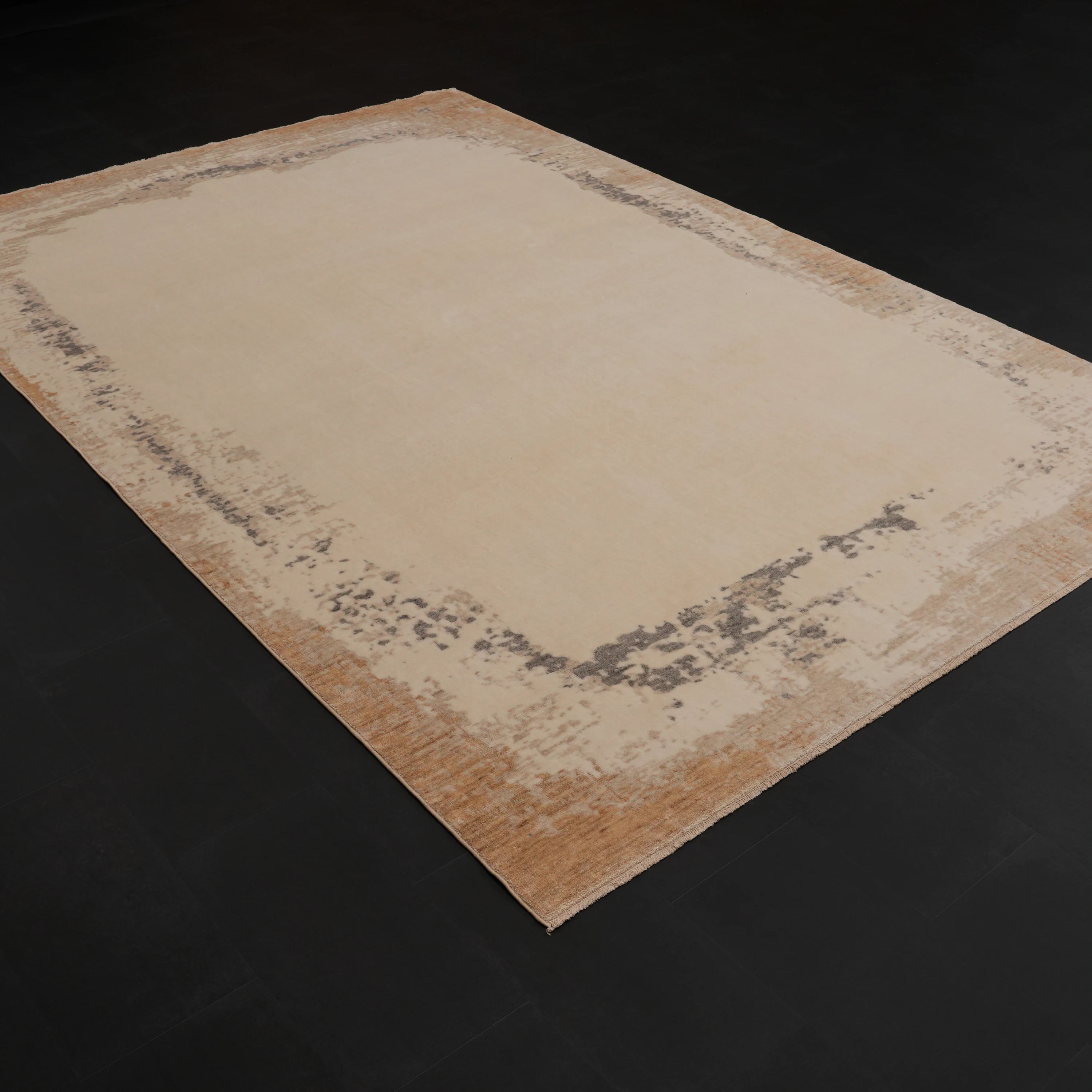 Zima Serisi Soyut Desenli Doğal Krem Tezgah Dokuma Halı