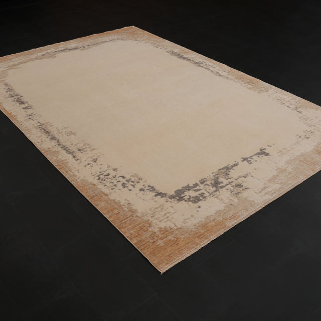 Zima Serisi Soyut Desenli Doğal Krem Tezgah Dokuma Halı, 200x300 cm — Halıcızade