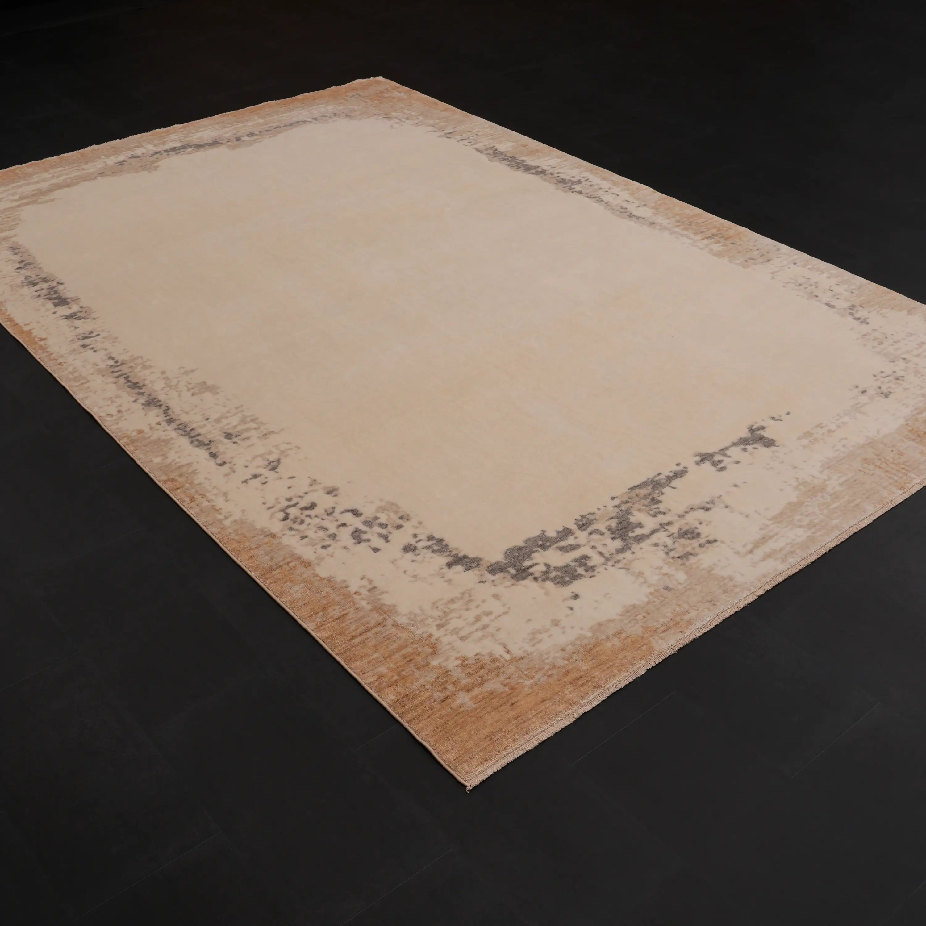 Zima Serisi Soyut Desenli Doğal Krem Tezgah Dokuma Halı