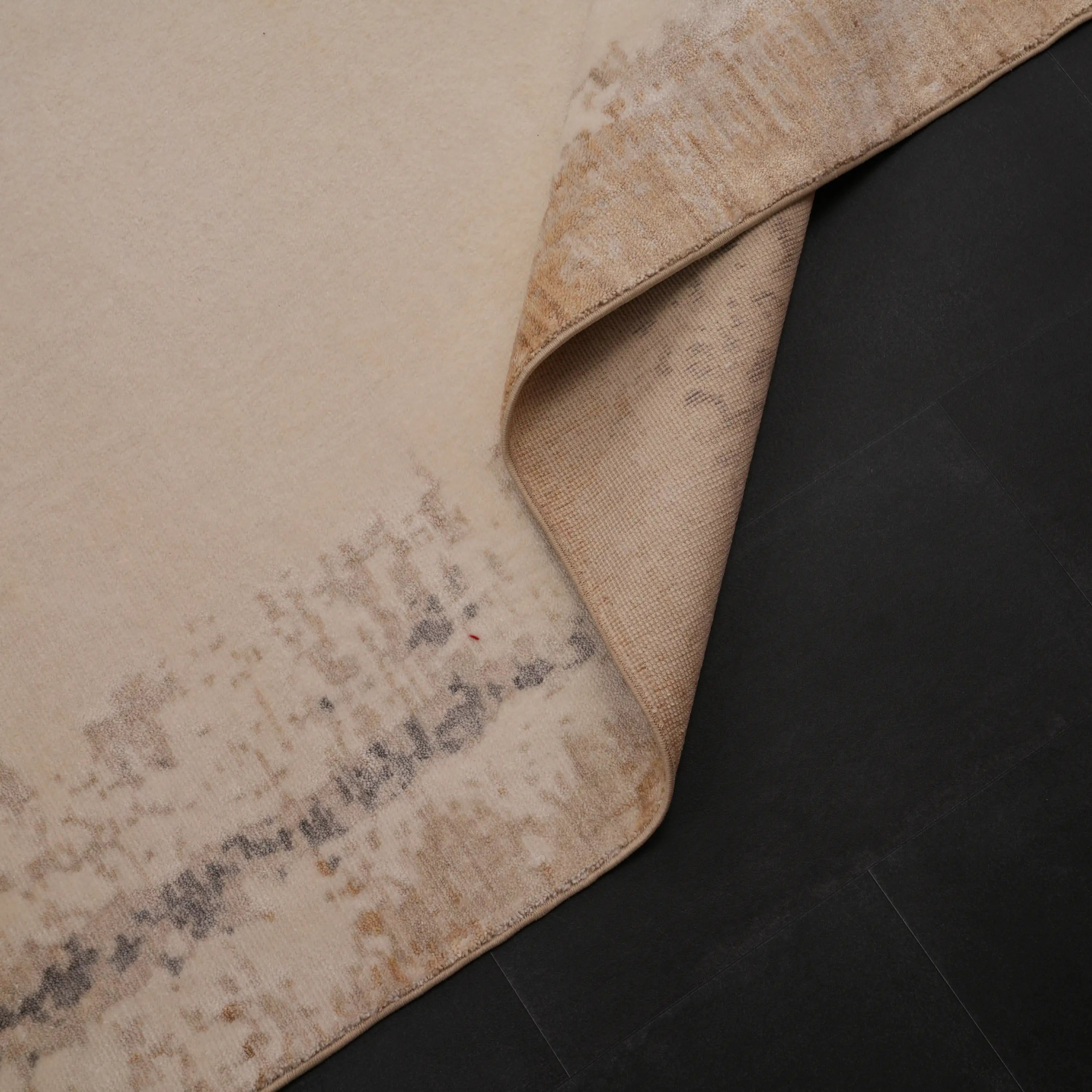 Zima Serisi Soyut Desenli Doğal Krem Tezgah Dokuma Halı