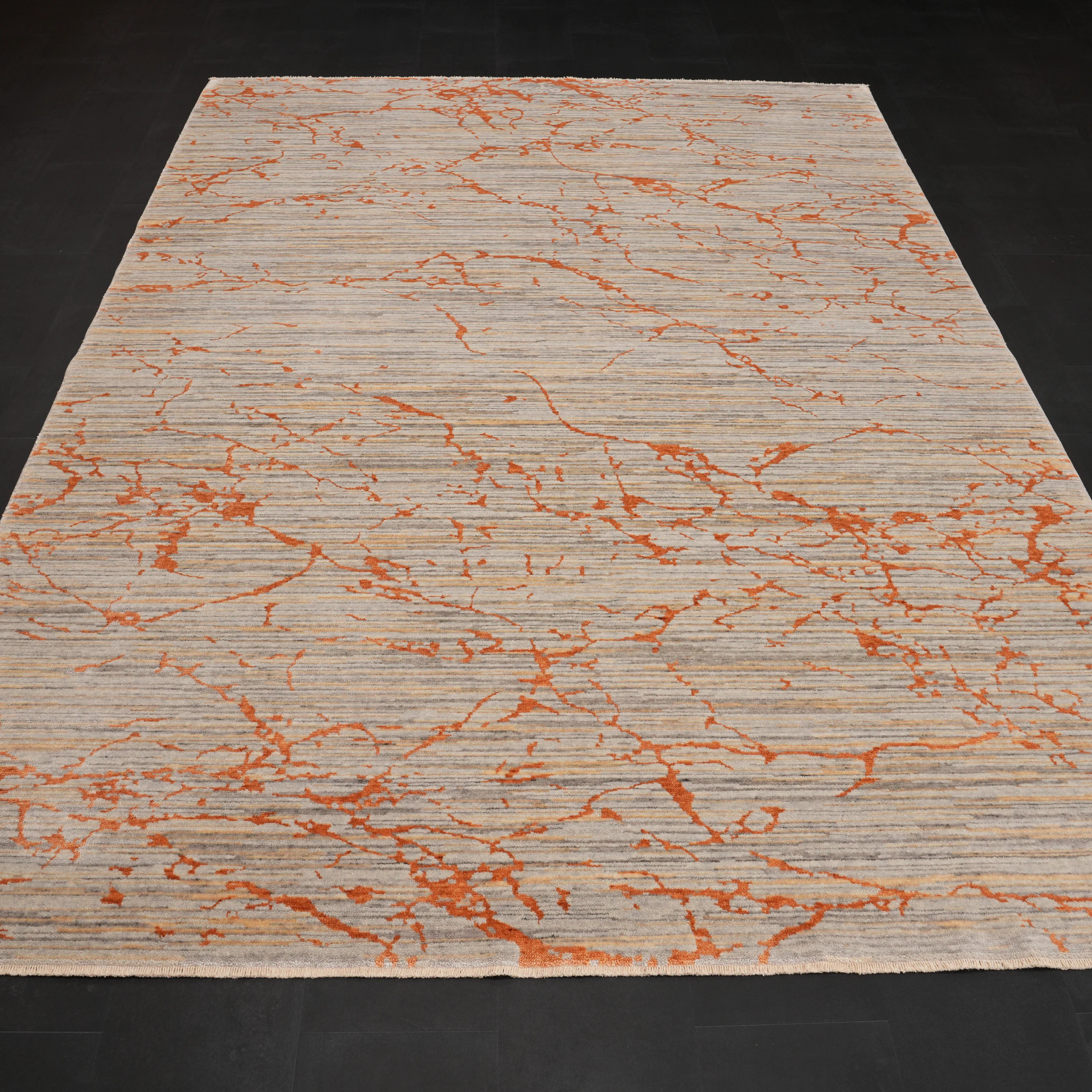 Zima Series Abstract Patterned Natural Tencel Gray Loom-Woven Rug