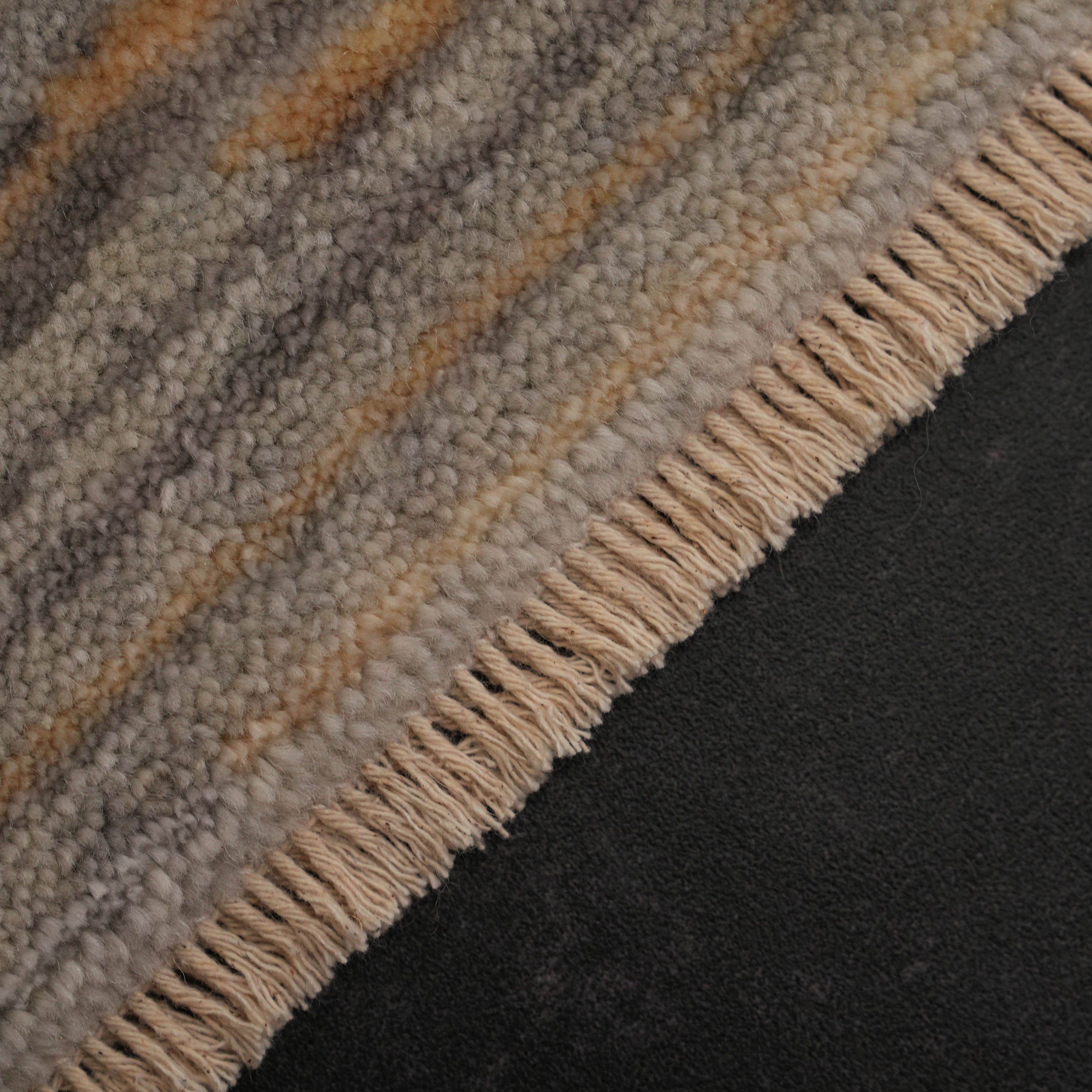 Zima Series Abstract Patterned Natural Tencel Gray Loom-Woven Rug