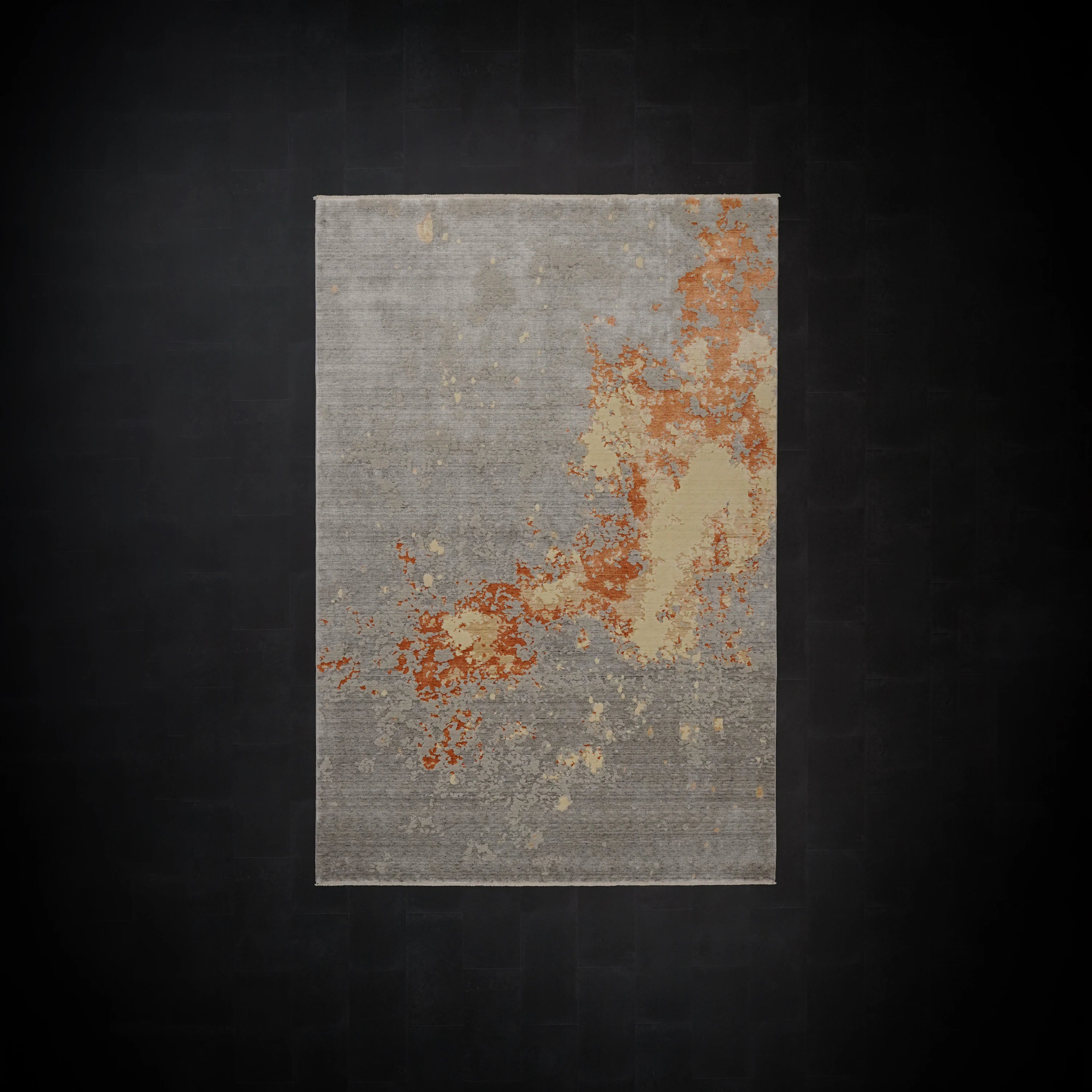 Zima Series Abstract Patterned Gray Natural Tencel Loom-Woven Rug