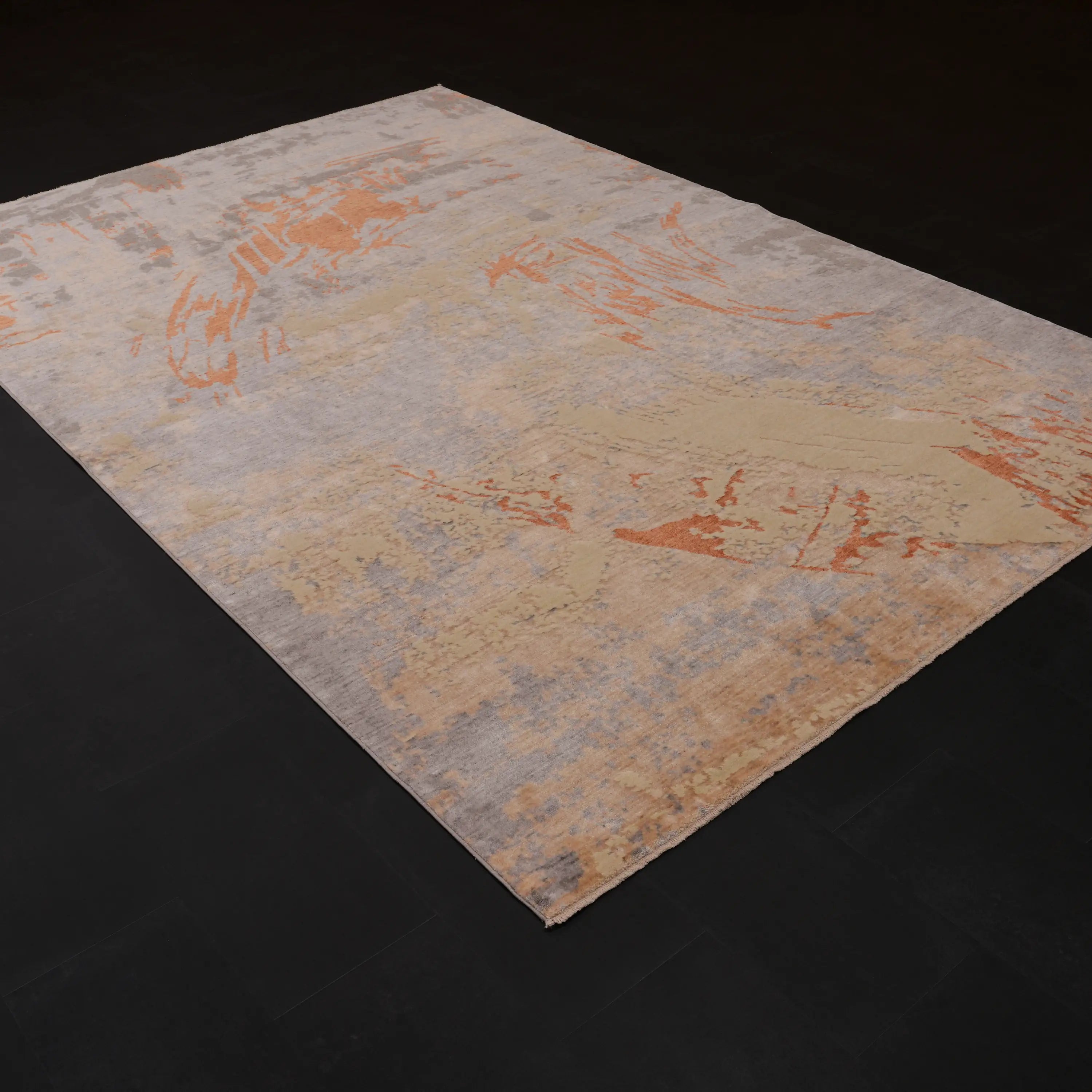 Zima Series Abstract Patterned Gray Natural Loom-Woven Rug