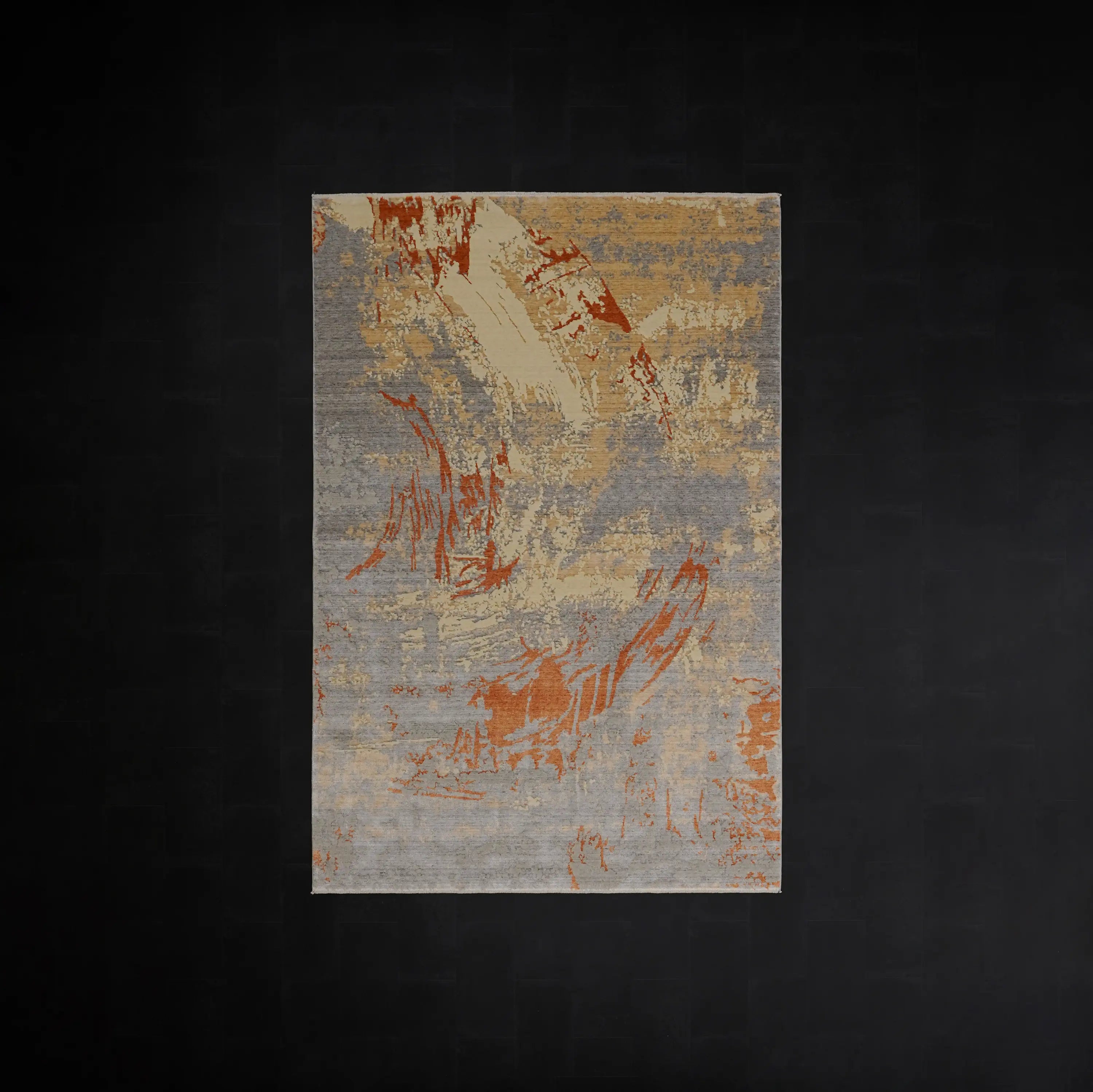 Zima Series Abstract Patterned Gray Natural Loom-Woven Rug