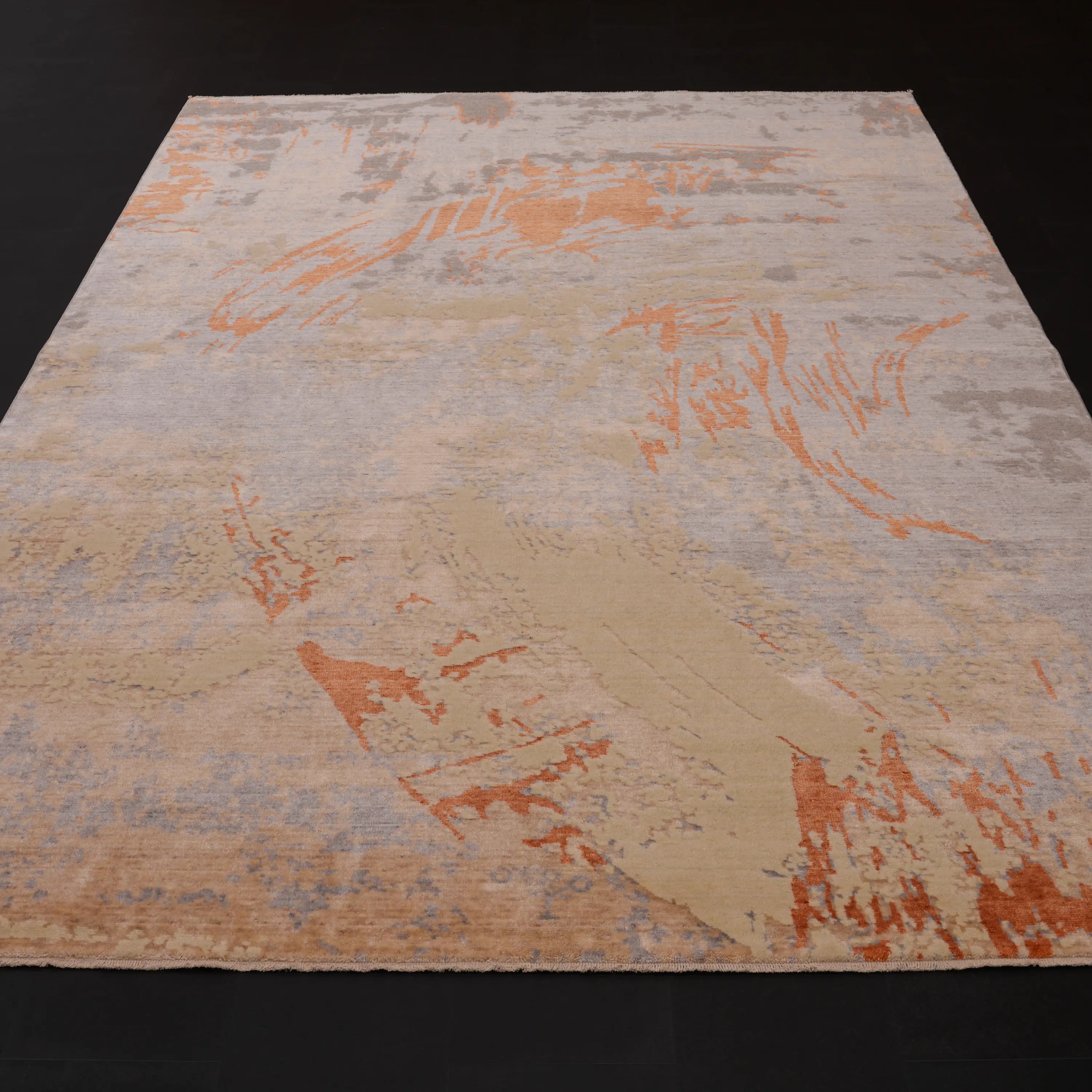 Zima Series Abstract Patterned Gray Natural Loom-Woven Rug