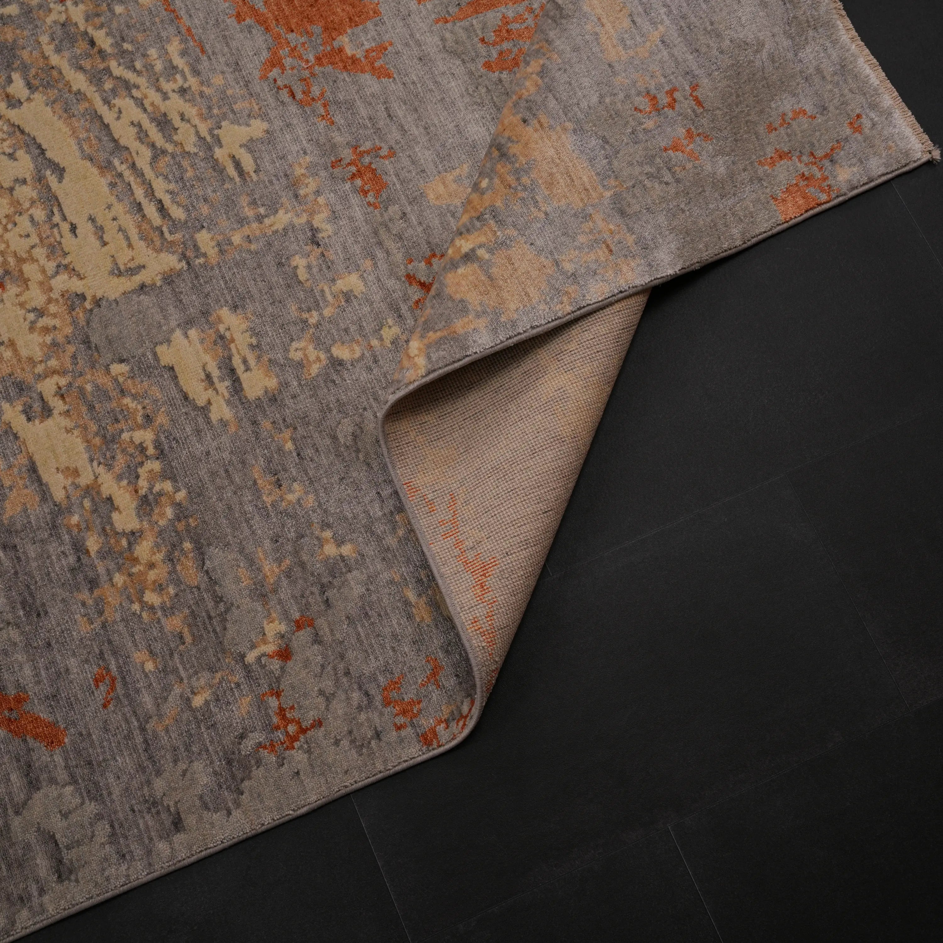 Zima Series Abstract Patterned Gray Natural Loom-Woven Rug