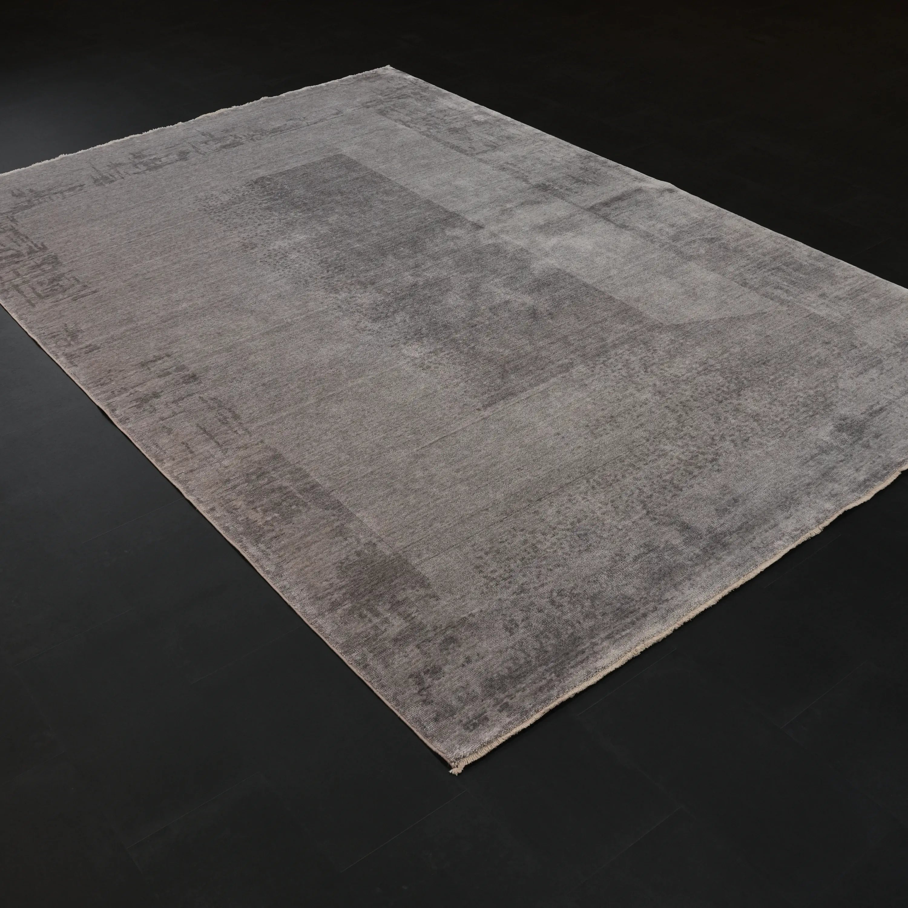 Zima Serisi Soyut Desenli Gri Tezgah Dokuma Halı