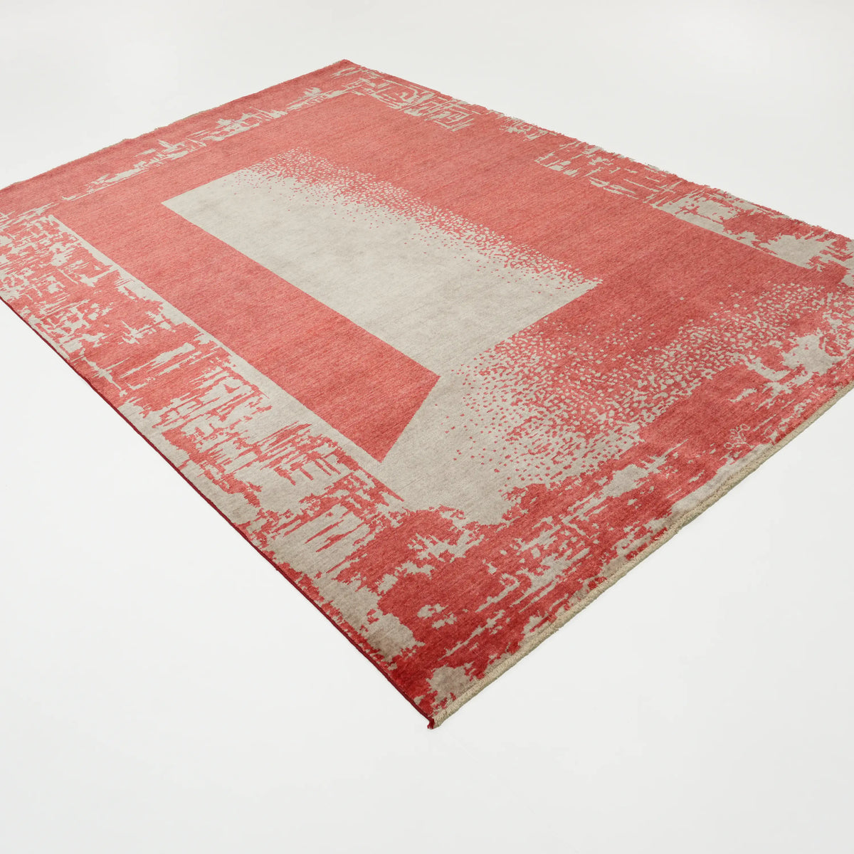 Zima Serisi Soyut Desenli Kırmızı Tencel Tezgah Dokuma Halı, 200x300 cm — Halıcızade