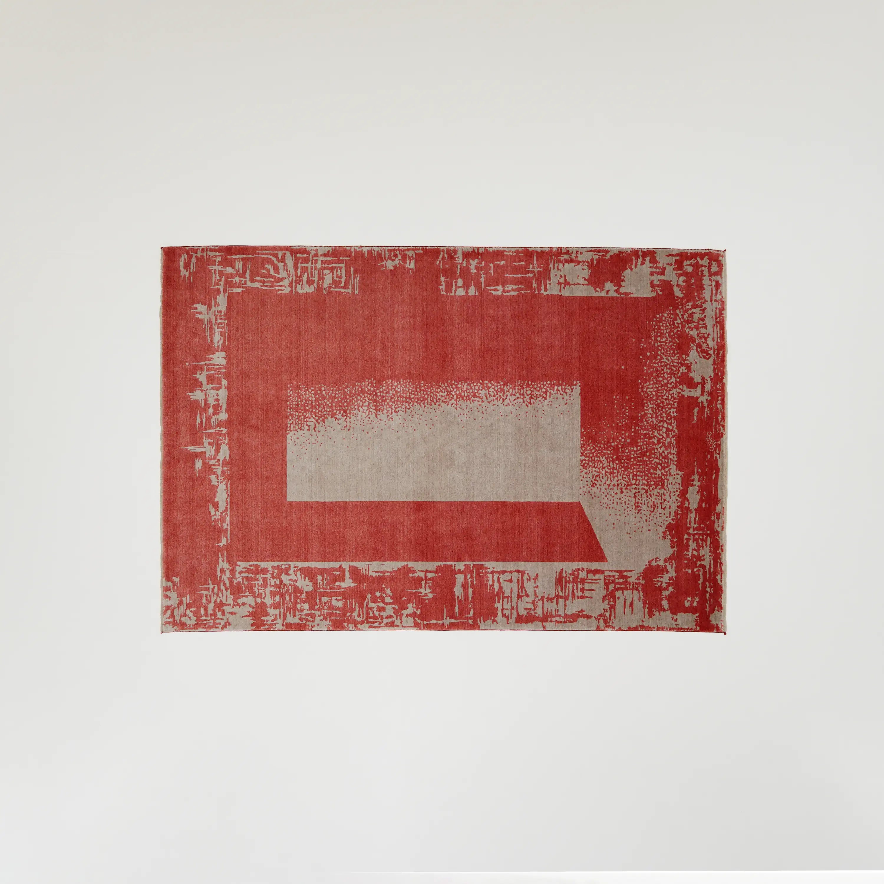 Zima Serisi Soyut Desenli Kırmızı Tencel Tezgah Dokuma Halı