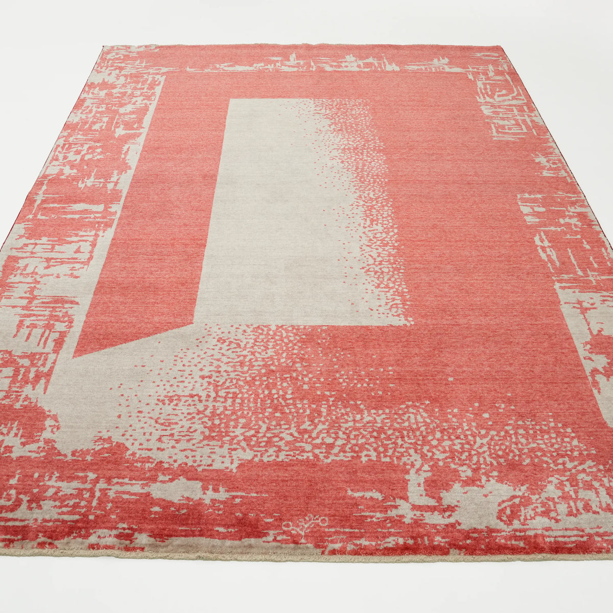 Zima Serisi Soyut Desenli Kırmızı Tencel Tezgah Dokuma Halı — 200x300 cm