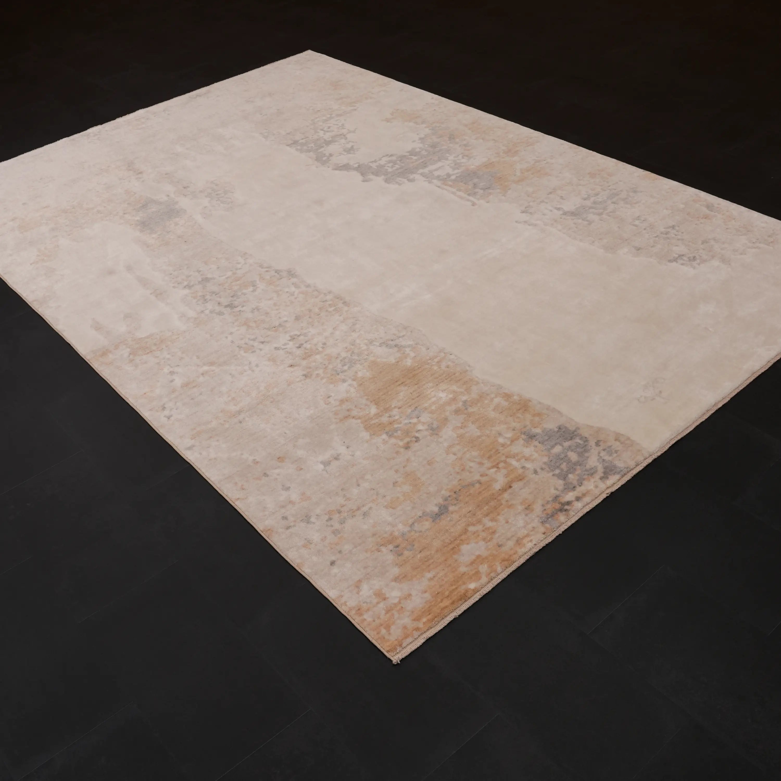 Zima Series Abstract Patterned Cream Natural Loom-Woven Rug