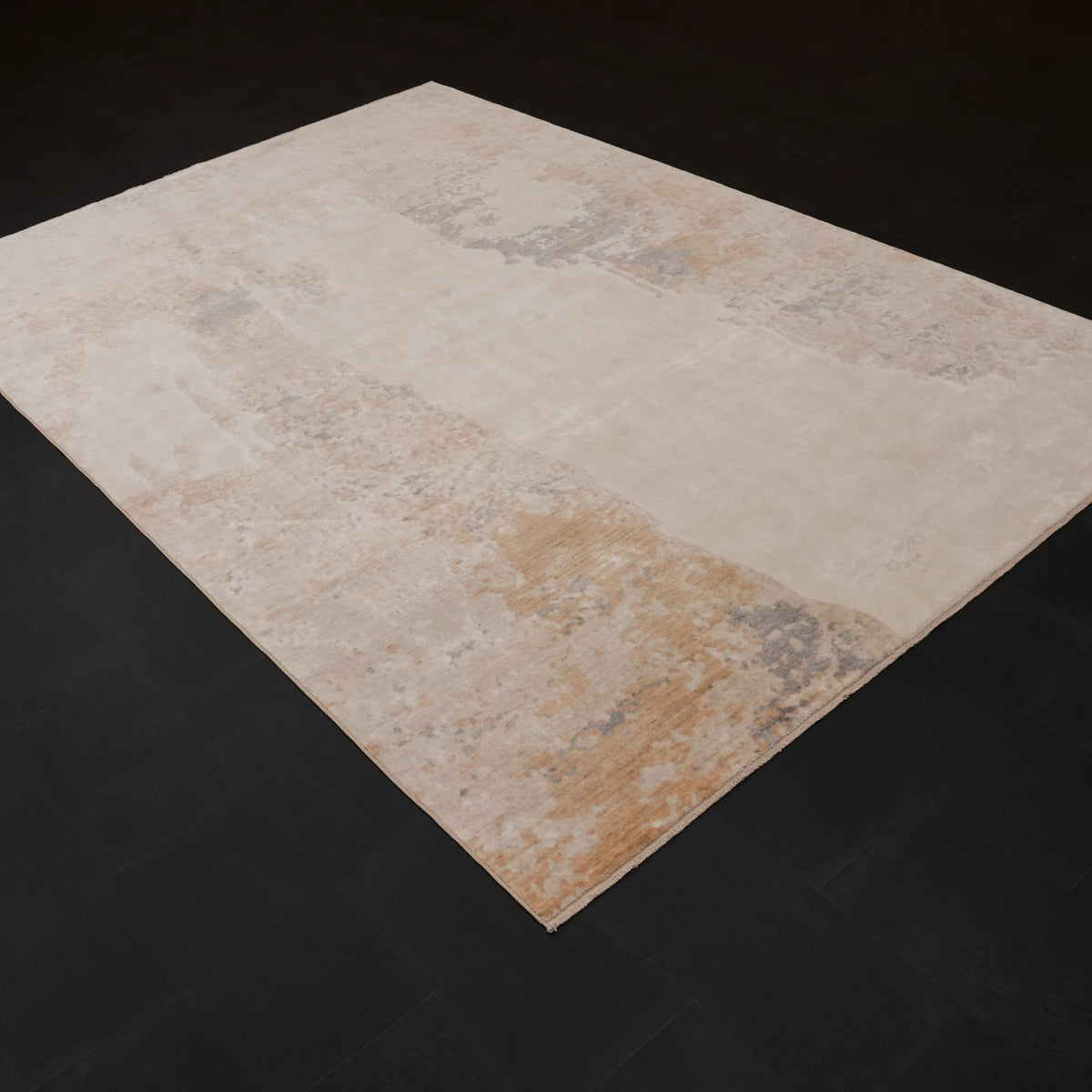 Zima Serisi Soyut Desenli Krem Doğal Tezgah Dokuma Halı — 200x300 cm