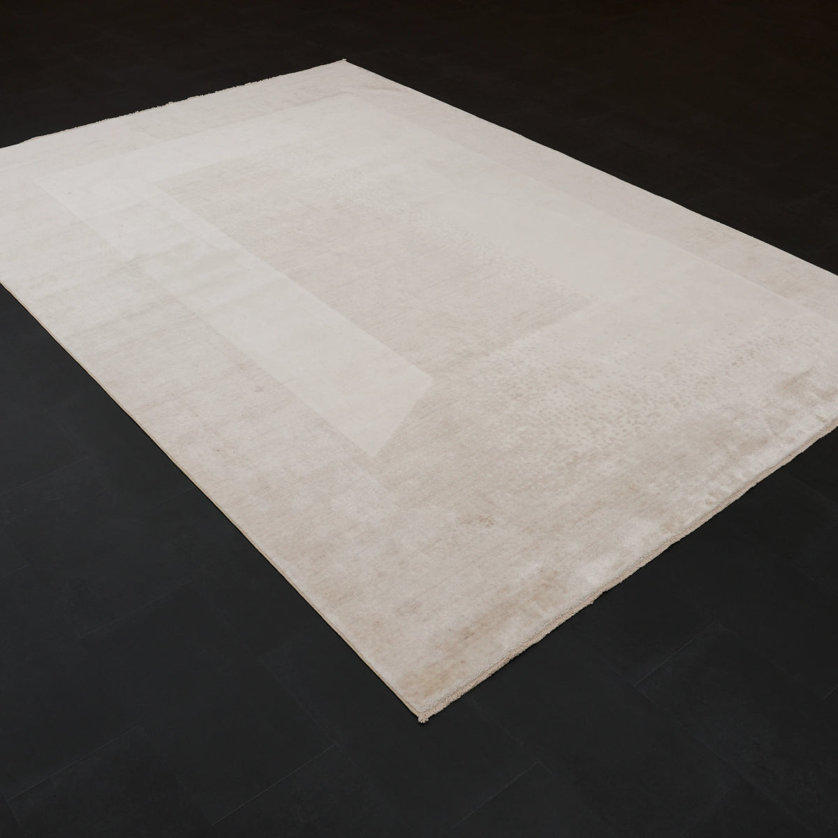 Zima Serisi Soyut Desenli Krem Tezgah Dokuma Doğal Halı, 200x300 cm — Halıcızade