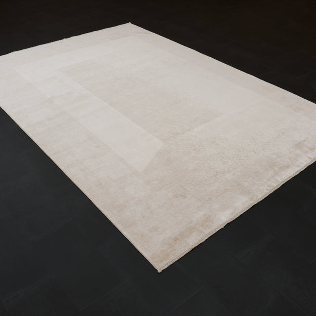 Zima Serisi Soyut Desenli Krem Tezgah Dokuma Doğal Halı, 200x300 cm — Halıcızade