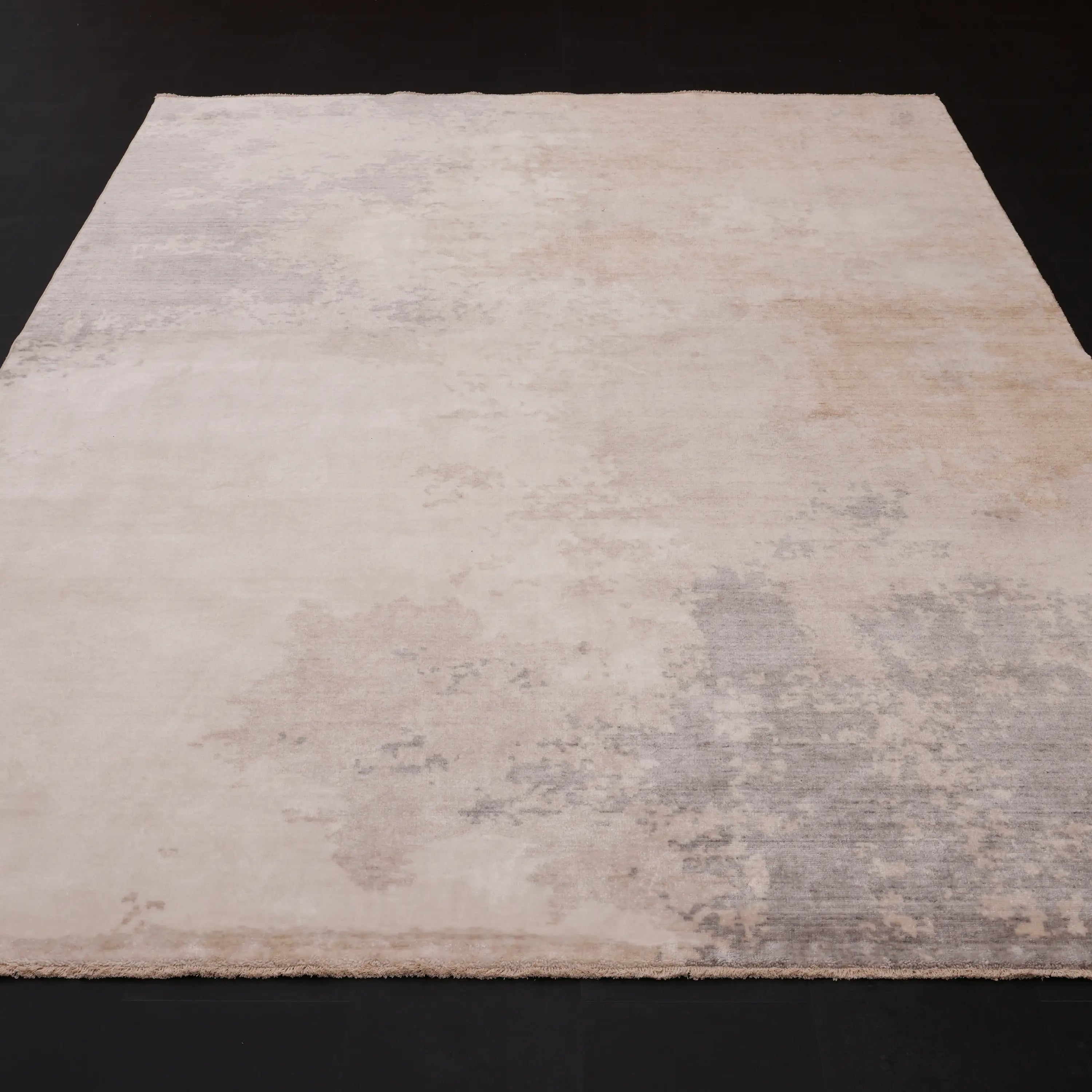 Zima Series Abstract Patterned Cream Loom-Woven Natural Rug