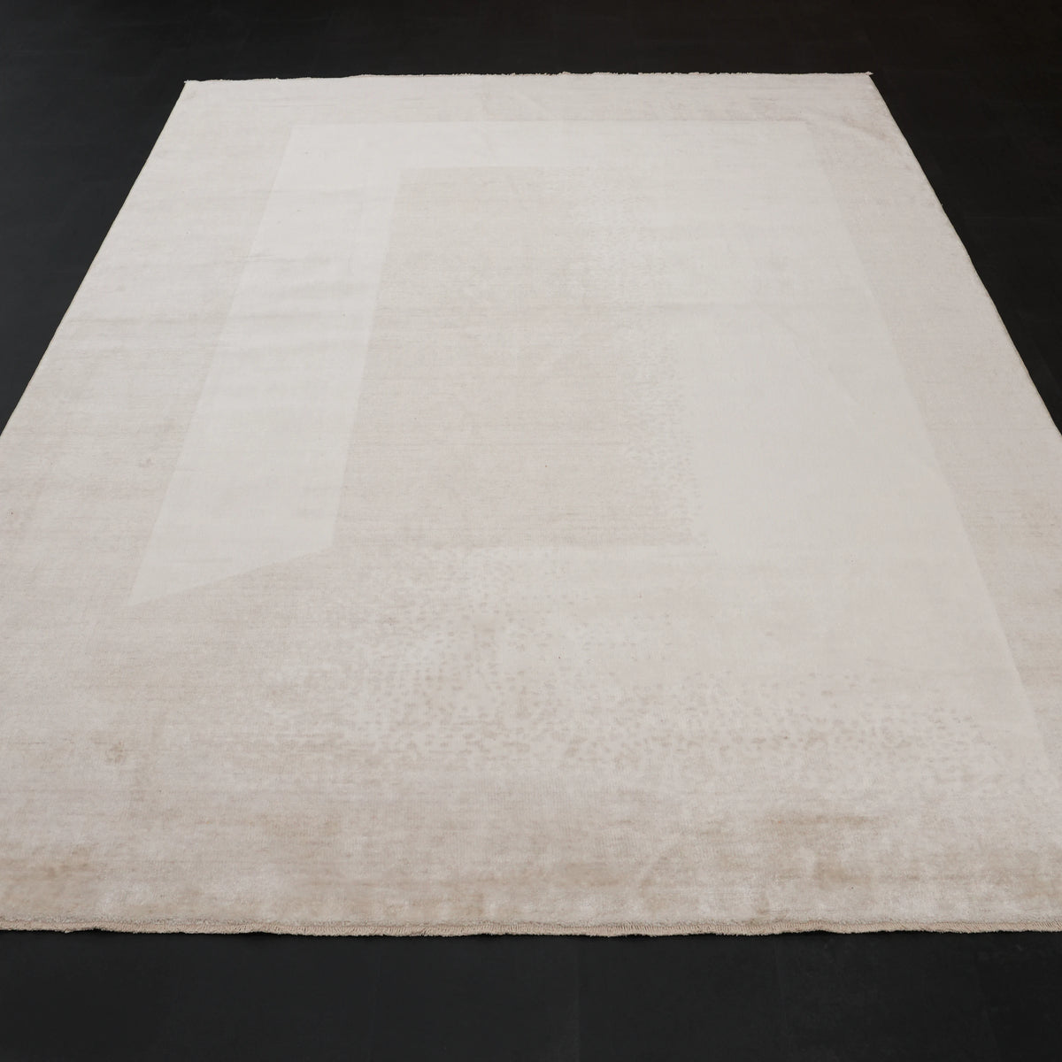 Zima Serisi Soyut Desenli Krem Tezgah Dokuma Doğal Halı — 200x300 cm