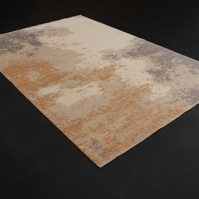 Zima Serisi Soyut Desenli Krem Tezgah Dokuma Doğal Halı, 200x300 cm — Halıcızade
