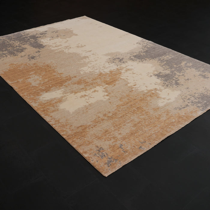 Zima Serisi Soyut Desenli Krem Tezgah Dokuma Doğal Halı, 200x300 cm — Halıcızade