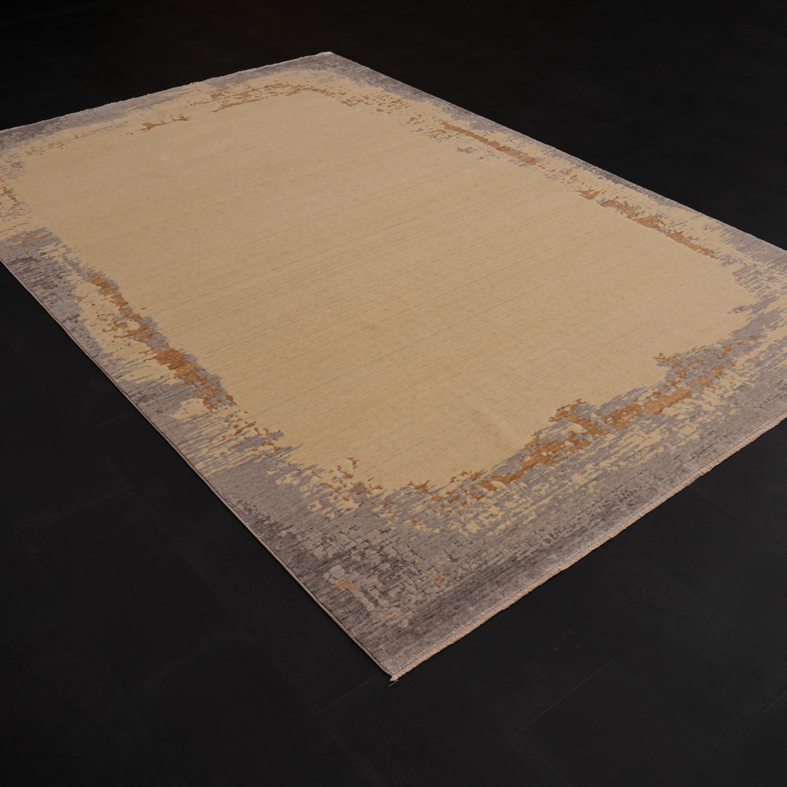 Zima Series Abstract Patterned Cream Loom-Woven Natural Rug