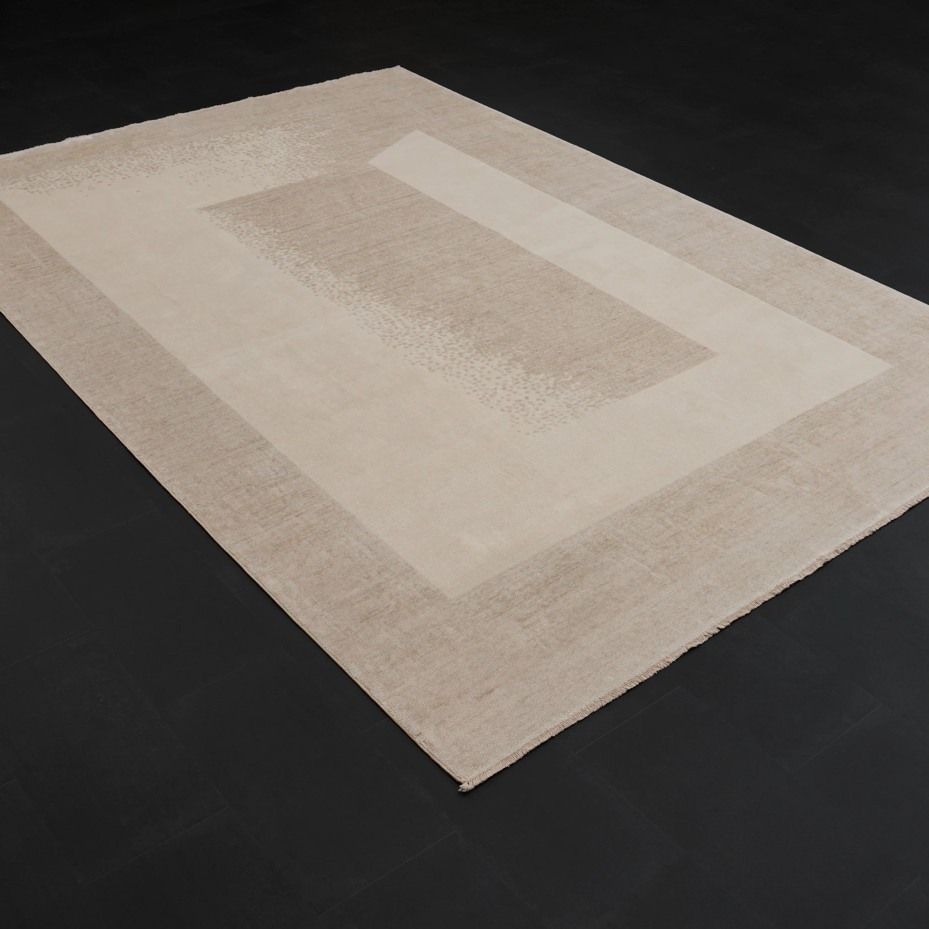 Zima Series Abstract Patterned Cream Loom Woven Natural Rug
