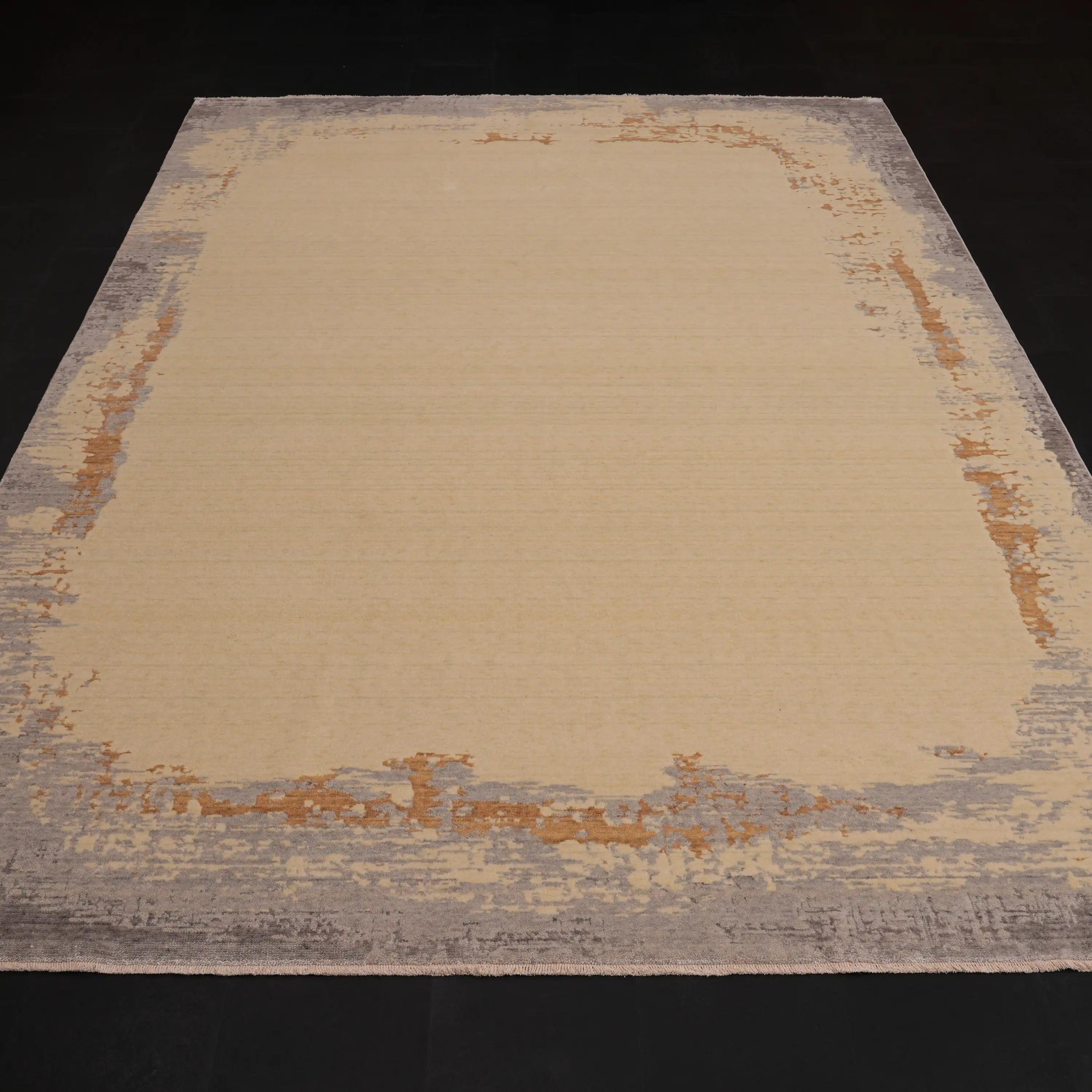 Zima Series Abstract Patterned Cream Loom-Woven Natural Rug