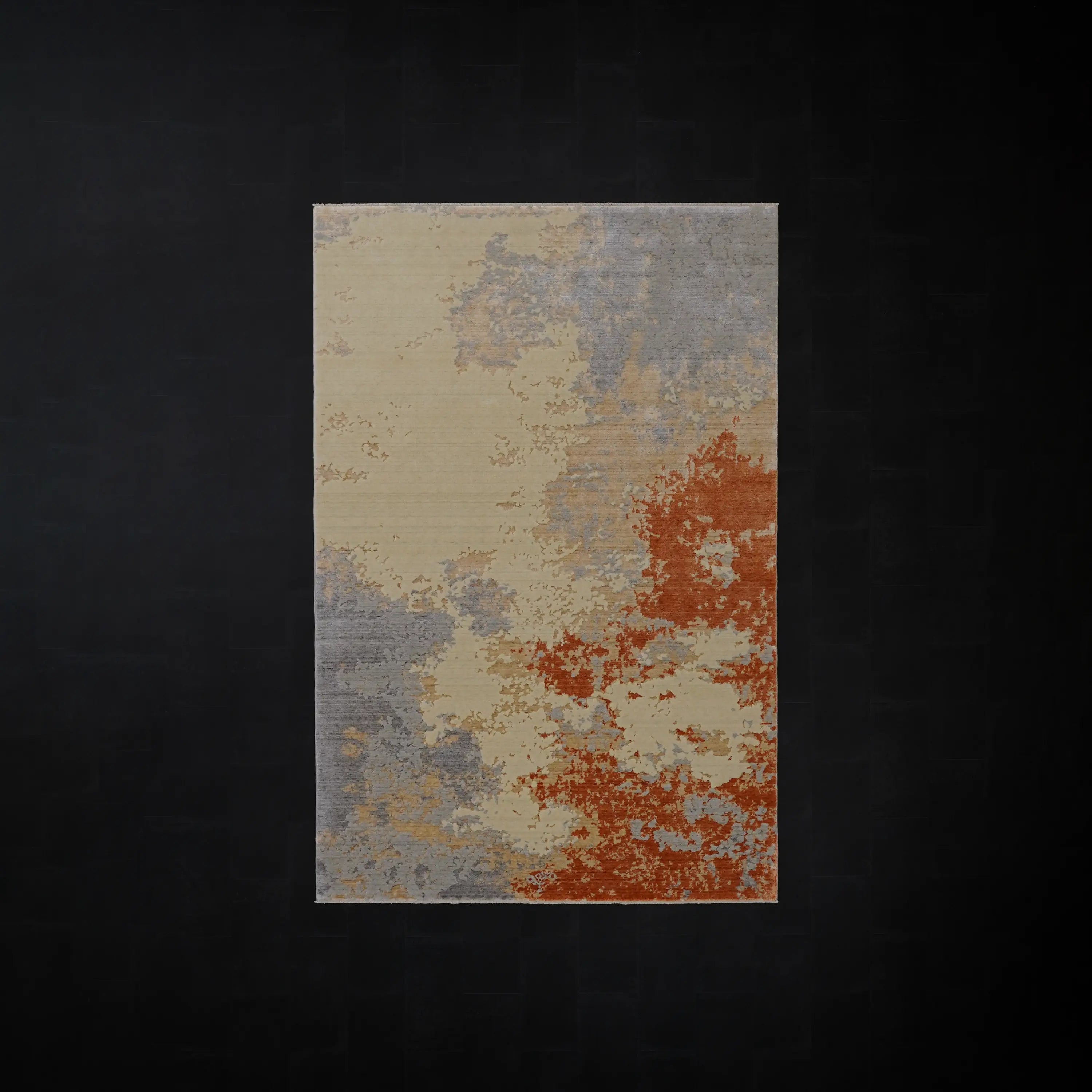 Zima Serisi Soyut Desenli Terra Tezgah Dokuma Doğal Halı