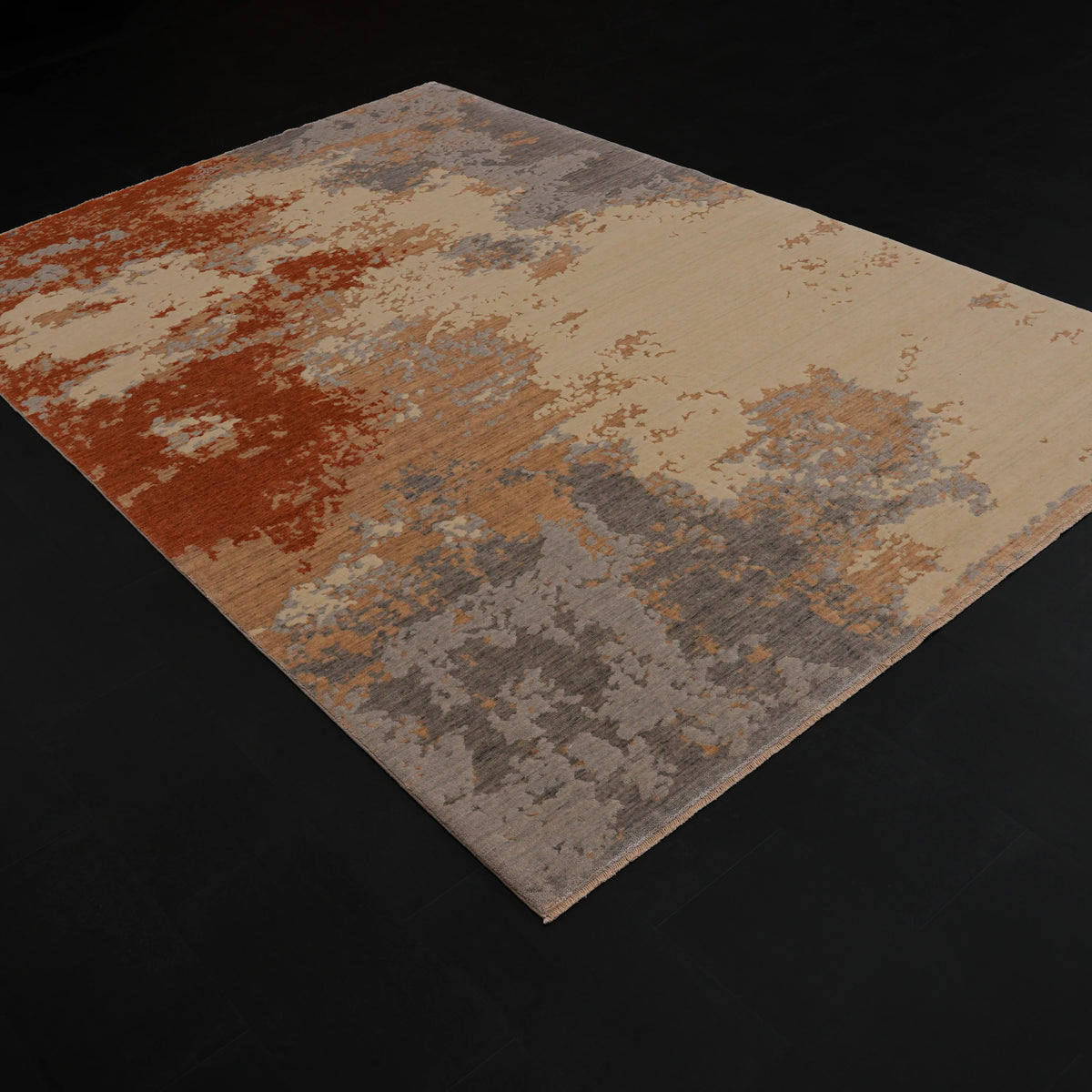 Zima Serisi Soyut Desenli Terra Tezgah Dokuma Doğal Halı — 200x300 cm
