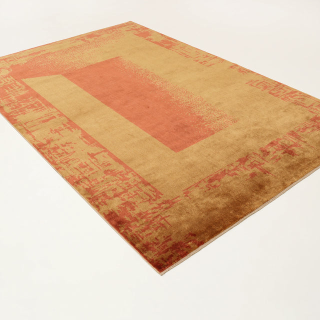 Zima Serisi Soyut Desenli Yeşil Doğal Tezgah Dokuma Halı, 200x300 cm — Halıcızade