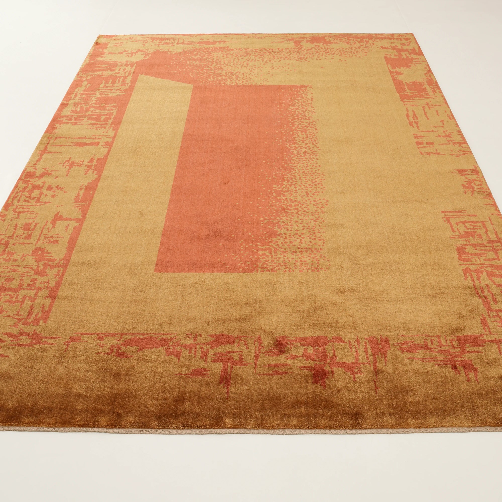 Zima Serisi Soyut Desenli Yeşil Doğal Tezgah Dokuma Halı — 200x300 cm