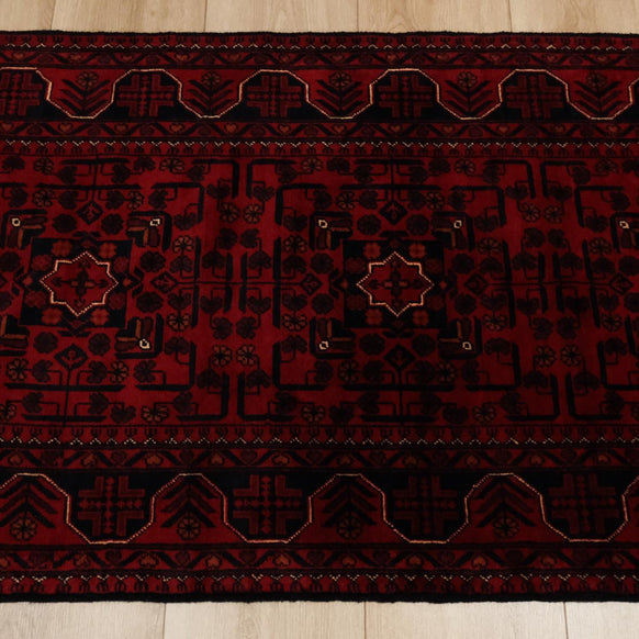 Hand-Woven Authentic Carpet with Afghan Khamyap Pattern